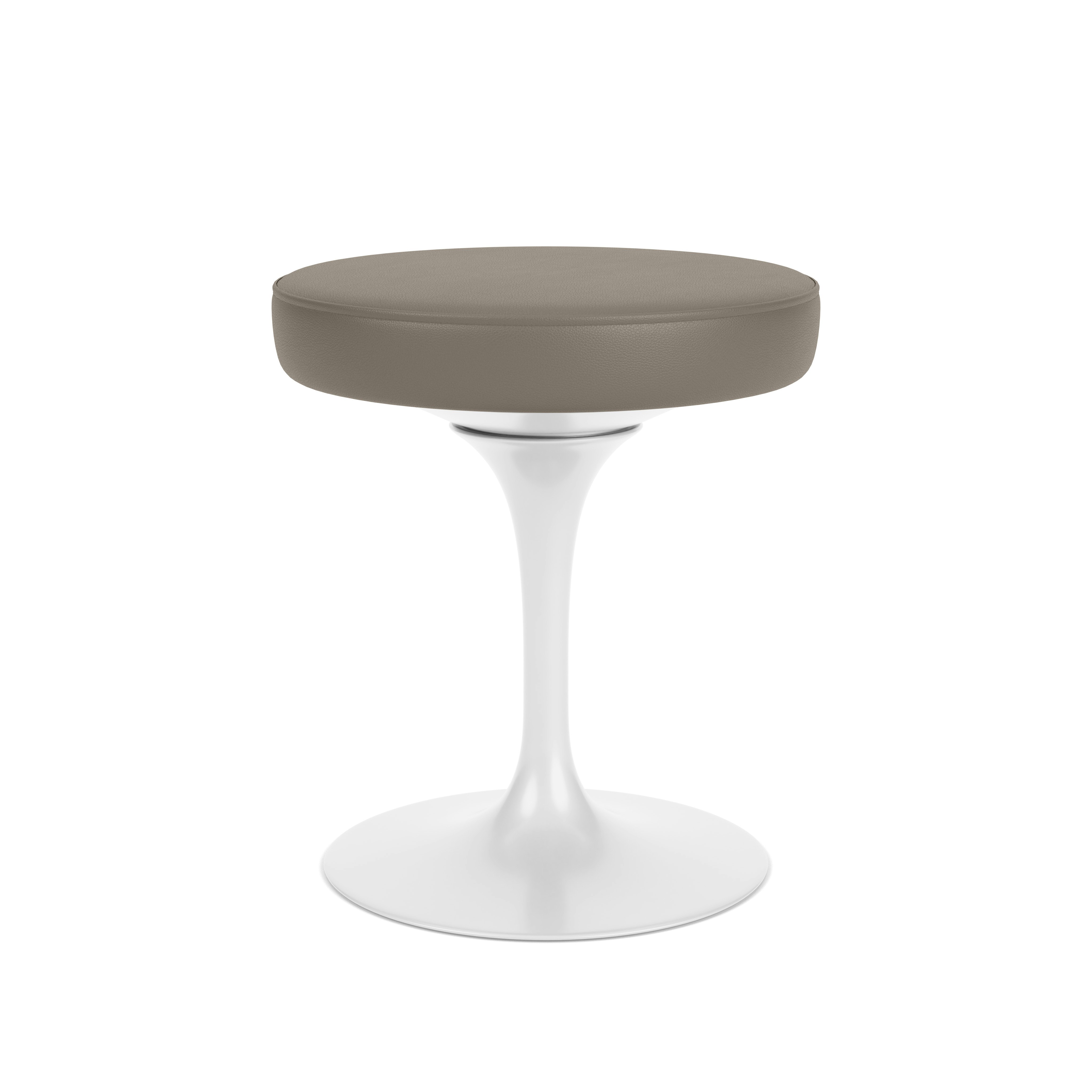 Saarinen Tulip Stool - Acqua Leather, Aquitania, White Base