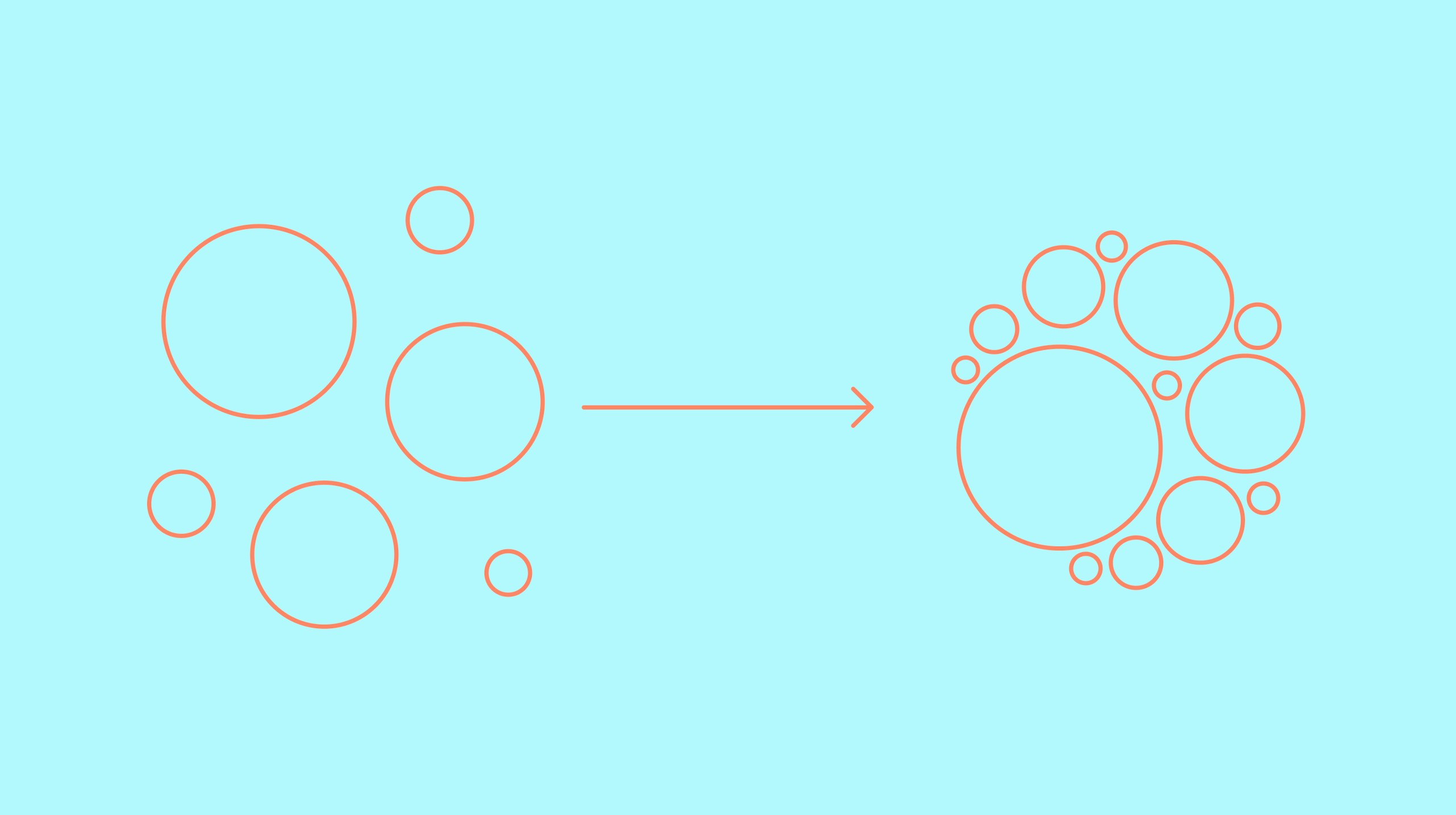 A blue and pink illustration representing the transition from continuous expansion to optimized space