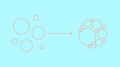 A blue and pink illustration representing the transition from continuous expansion to optimized space