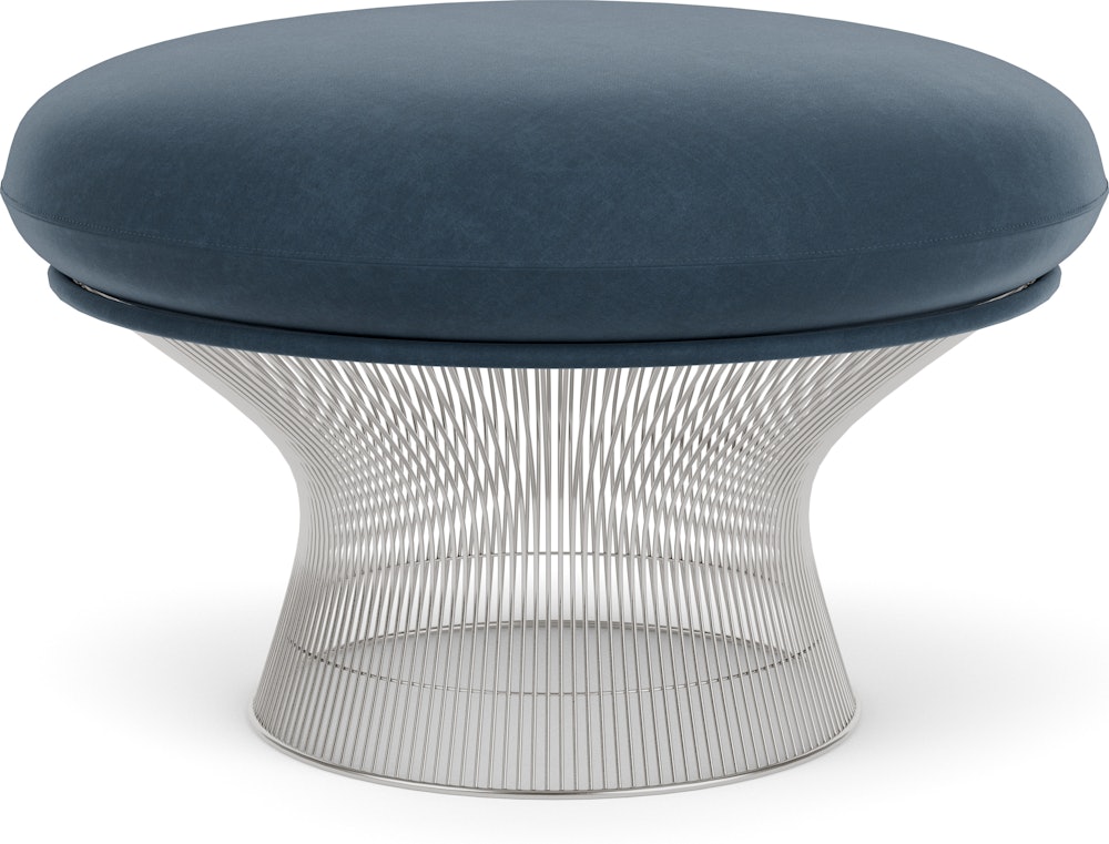 Platner Ottoman - Polished Nickel,  Knoll Velvet,  Marina