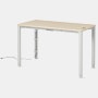 Four leg height-adjustable table shown with a light woodgrain surface and white legs.