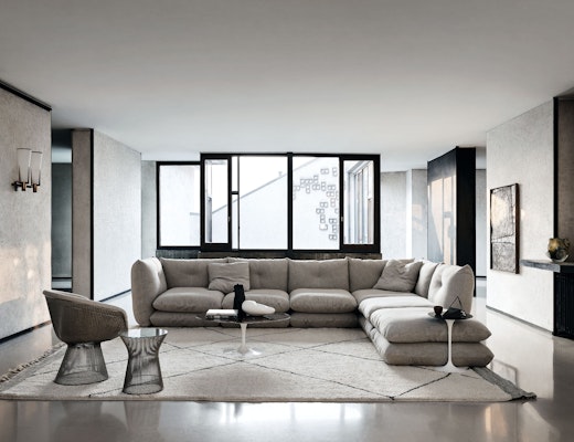Perron Pillo Sofa, Platner Chair and Side Table, and Saarinen Coffee and Side Table Perron Pillo Sofa Saarinen Coffee Side Table Platner Chair Side Table