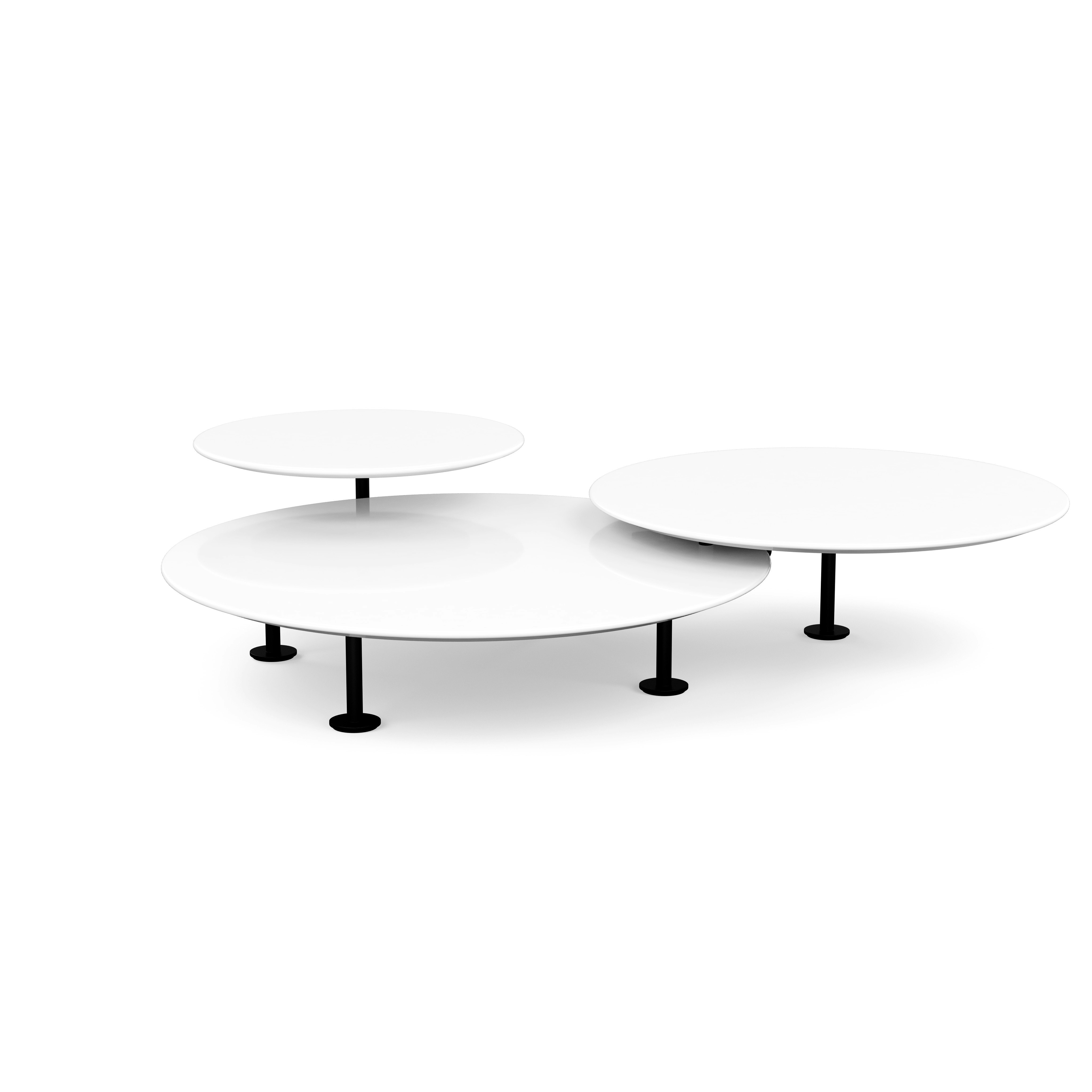 Grasshopper Triple-Top Coffee Table - Laminate, White, Black