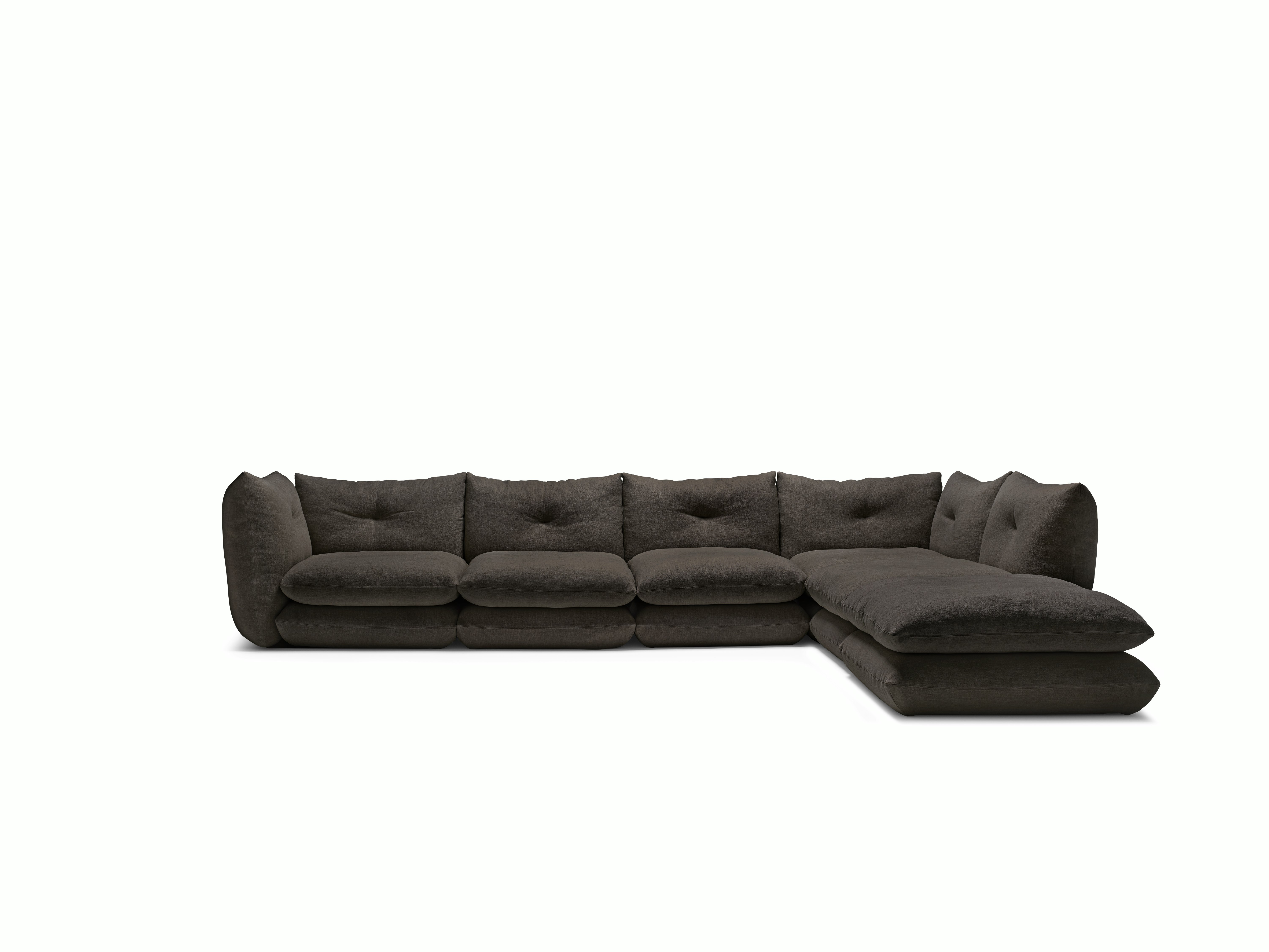 Pillo Sectional -  Right,  Five Seater with Ottoman,  Standard or Deep,  Haven,  Charcoal