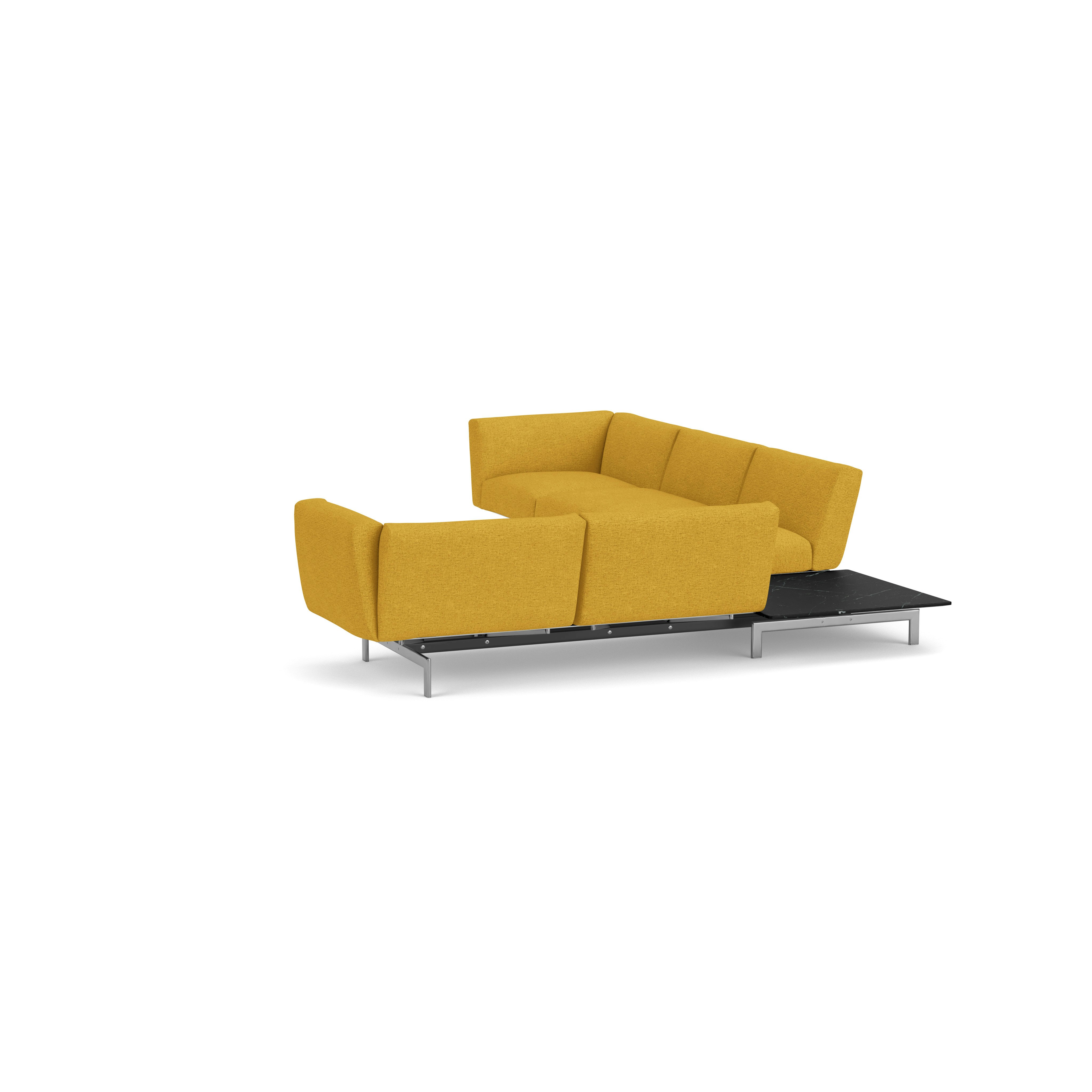 Avio Sectional with Table - Five Seater, Left, Diva, Daffodil, Silver,  Satin Nero Marquina
