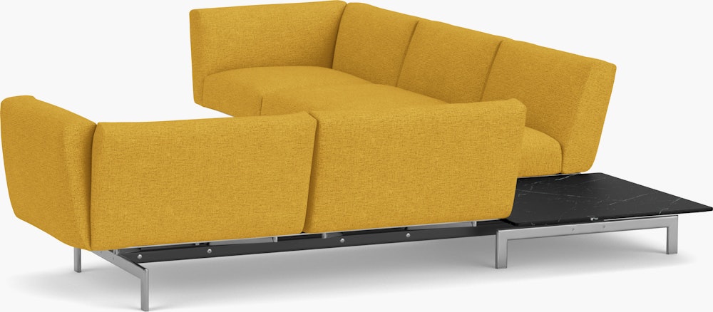 Avio Sectional with Table - Five Seater, Left, Diva, Daffodil, Silver,  Satin Nero Marquina
