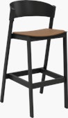 Cover Stool - Bar Height,  Black Stained Oak,  Refine Leather,  Cognac