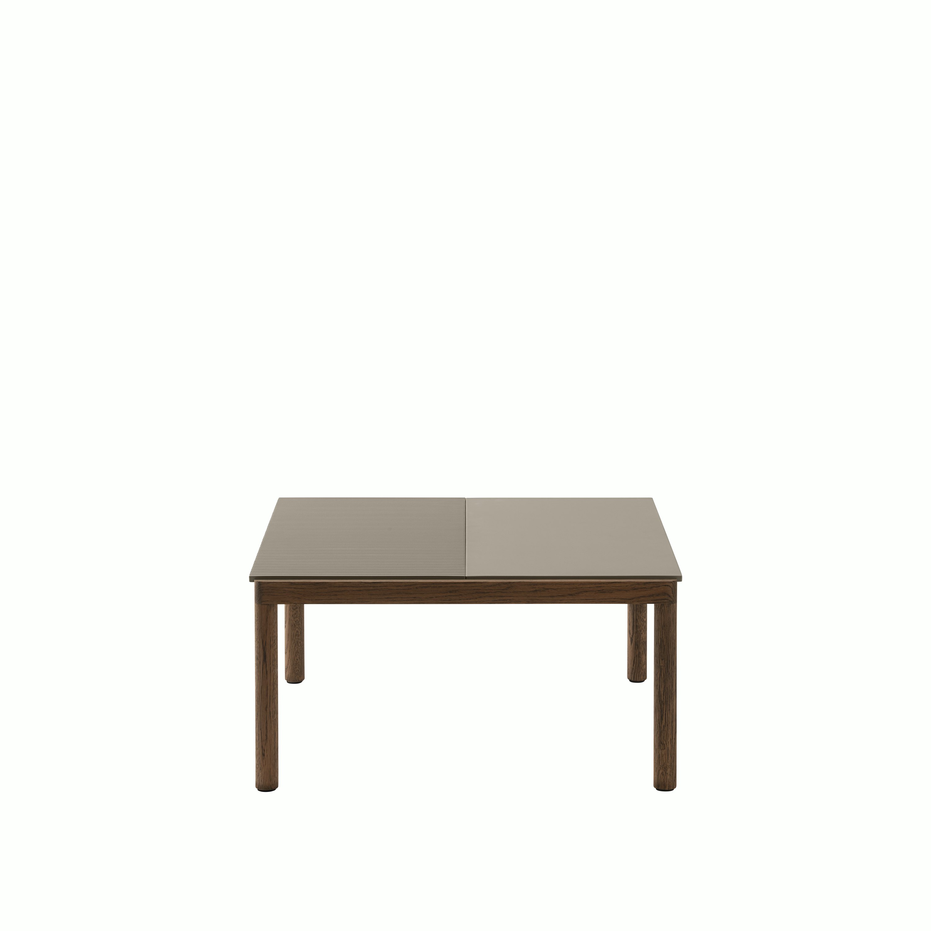 Couple coffee table 80x84x40 1 plain 1 wavy taupe oak