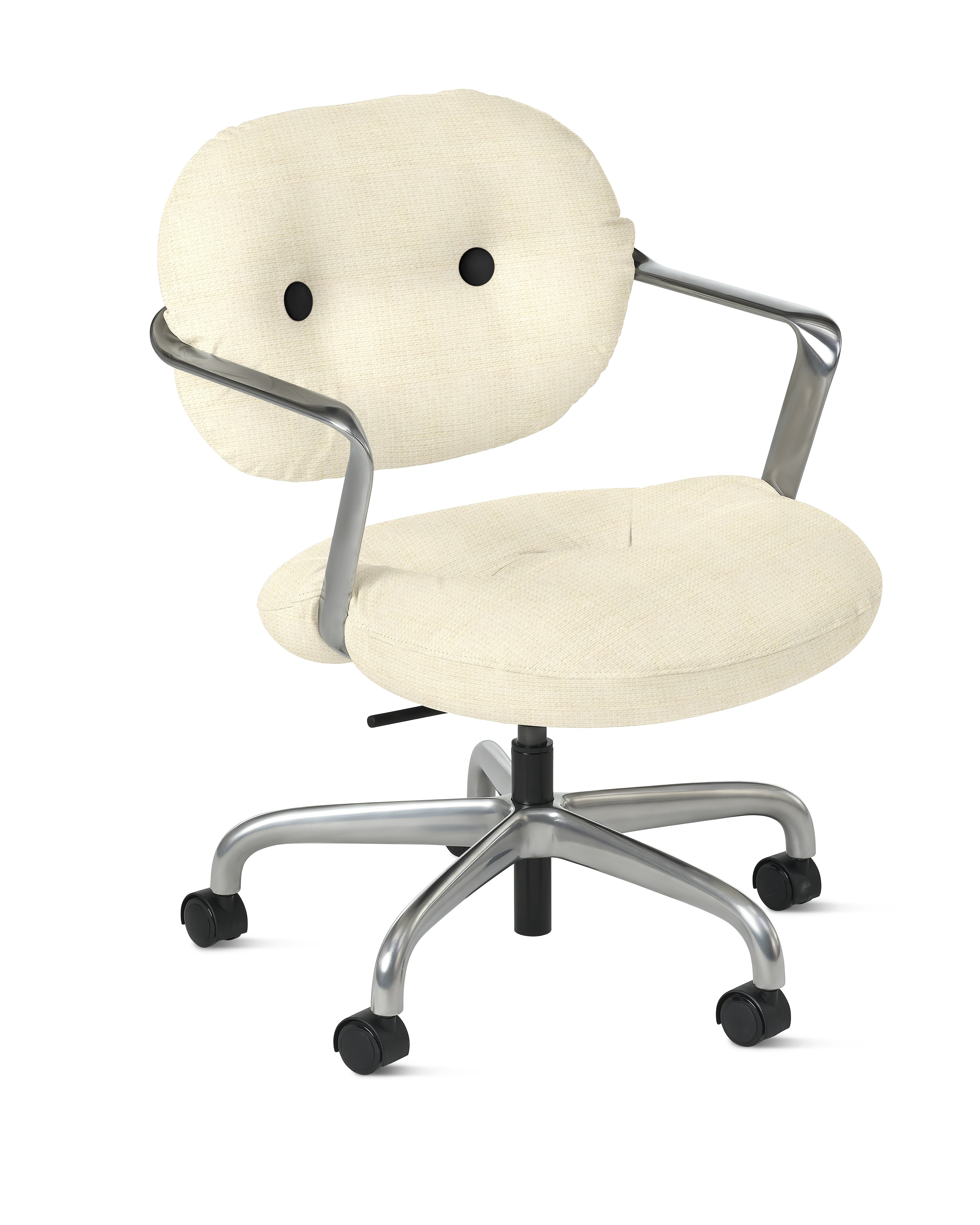 Morrison Hannah Task Chair - With Arms,  Cato,  Natural,  Half Polished Aluminum,  Hard Caster FSC Certified