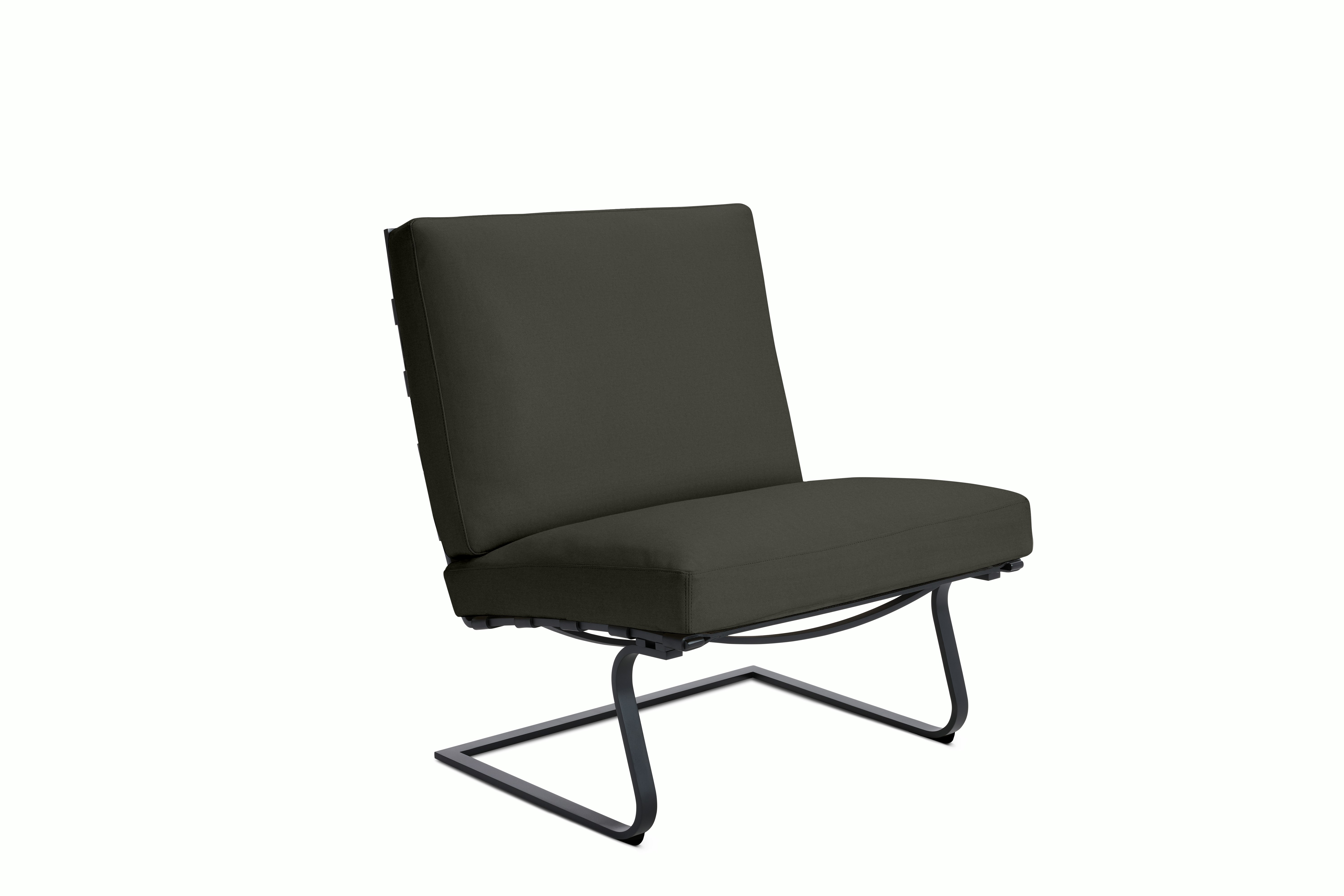Tugendhat Chair in Oh La La,  Smoke with belting in Belting Leather,  Black and black frame