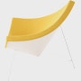 Profile view of  Nelson Coconut  Lounge Chair in a yellow Mode fabric.