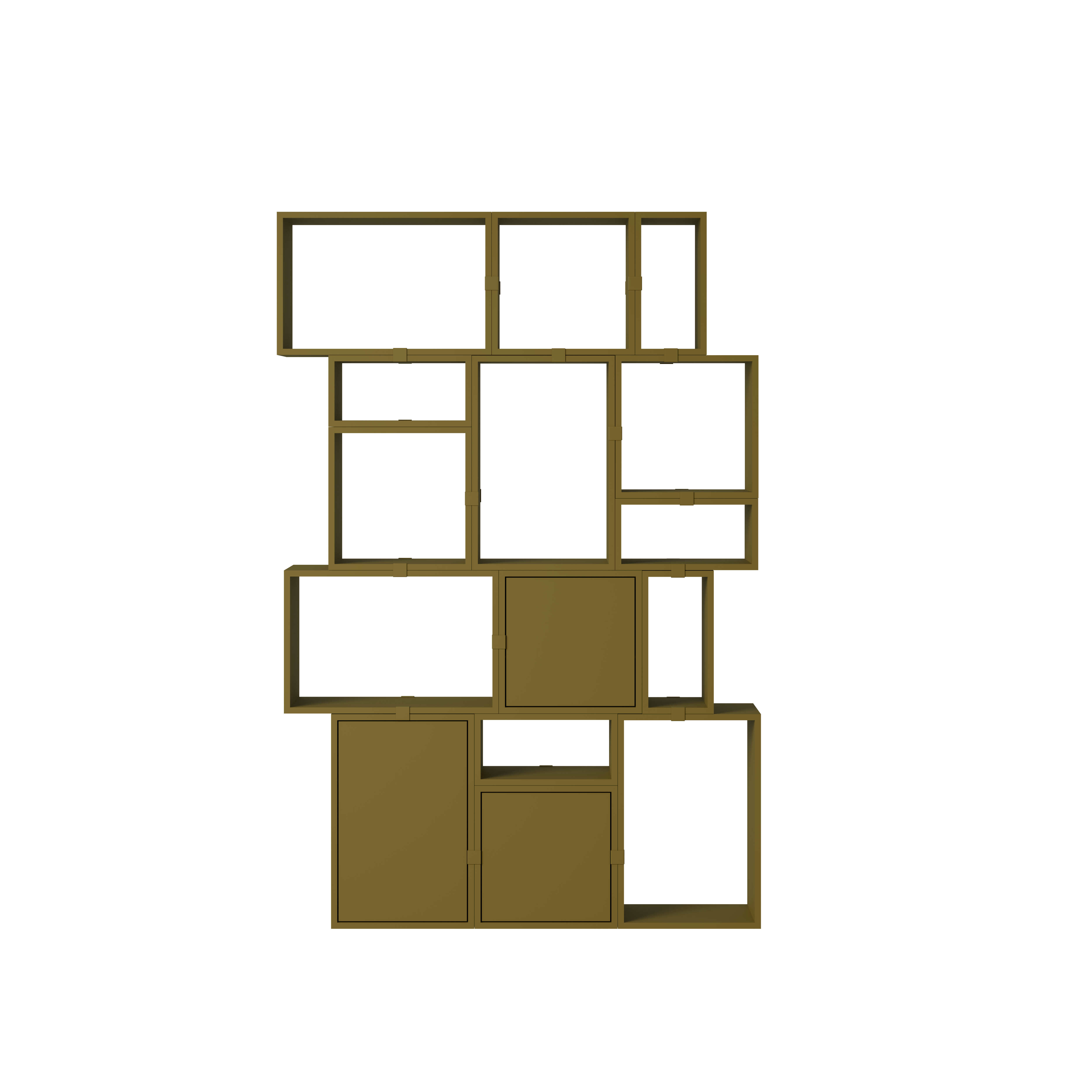 Stacked Storage Bookcase - Configuration 2,  Brown Green,  No Base