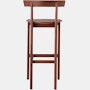 A walnut bar-height Comma Stool, viewed from the back.