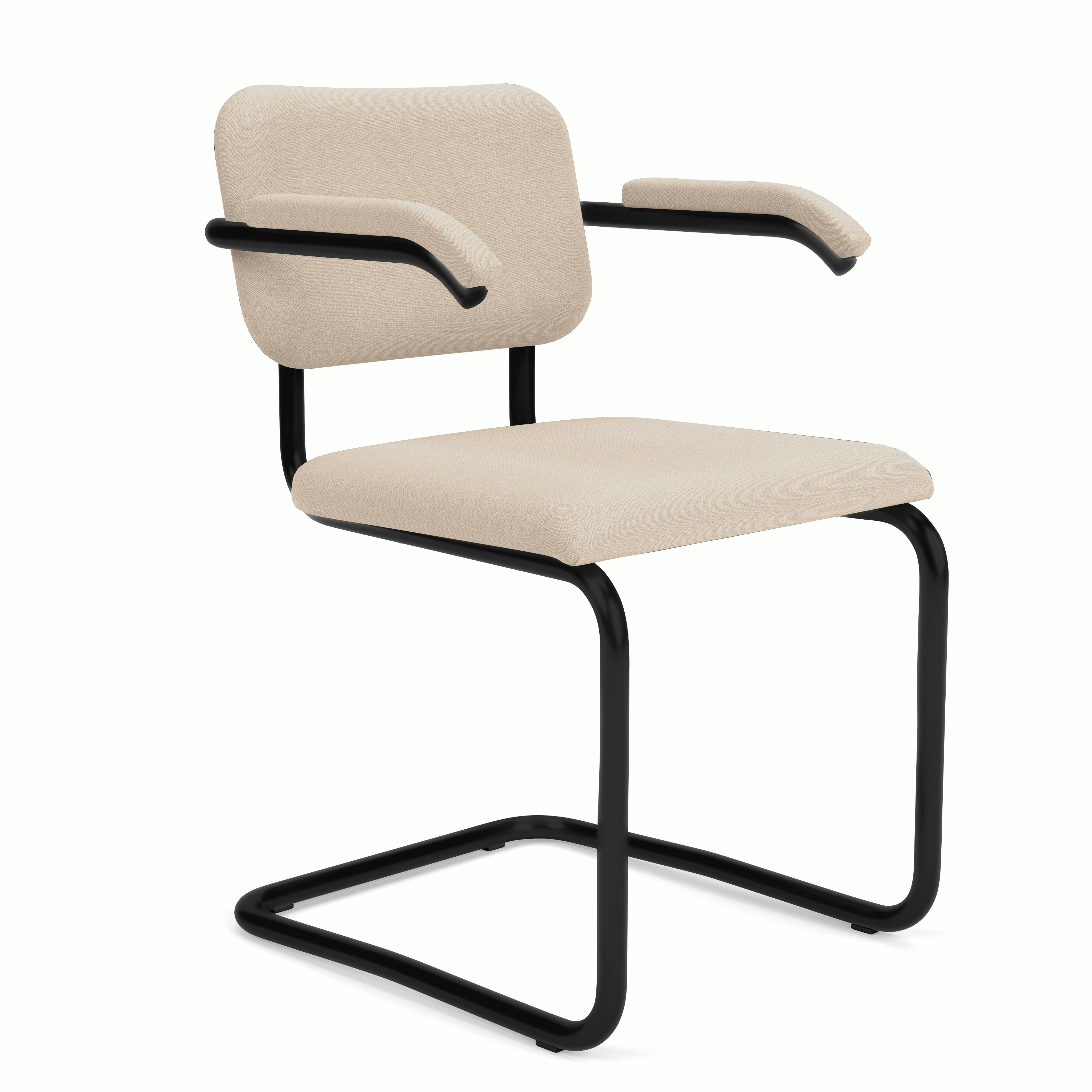 Cesca Upholstered Chair - Armchair,  Fully upholstered,   hourglass,  sandbar,  black frame