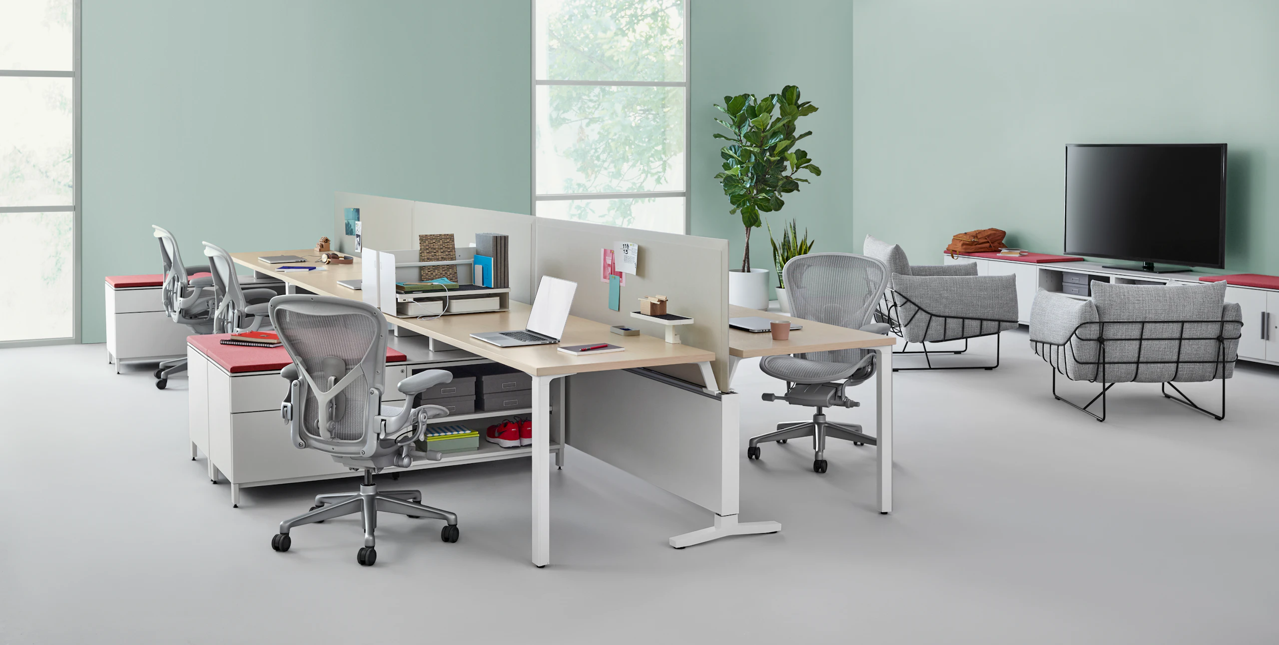 Aeron Chairs with Canvas Office Landscape