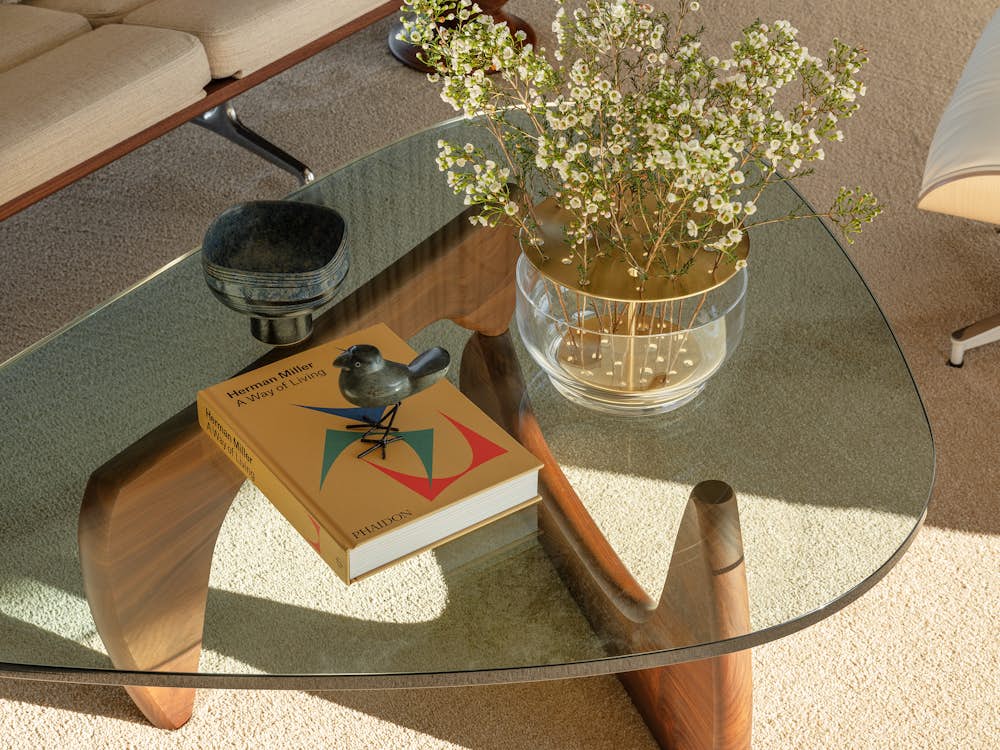 Noguchi Table in White Oak with Eames Sofa.