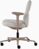 Side view of a mid-back Asari chair by Herman Miller in light brown with height adjustable arms.