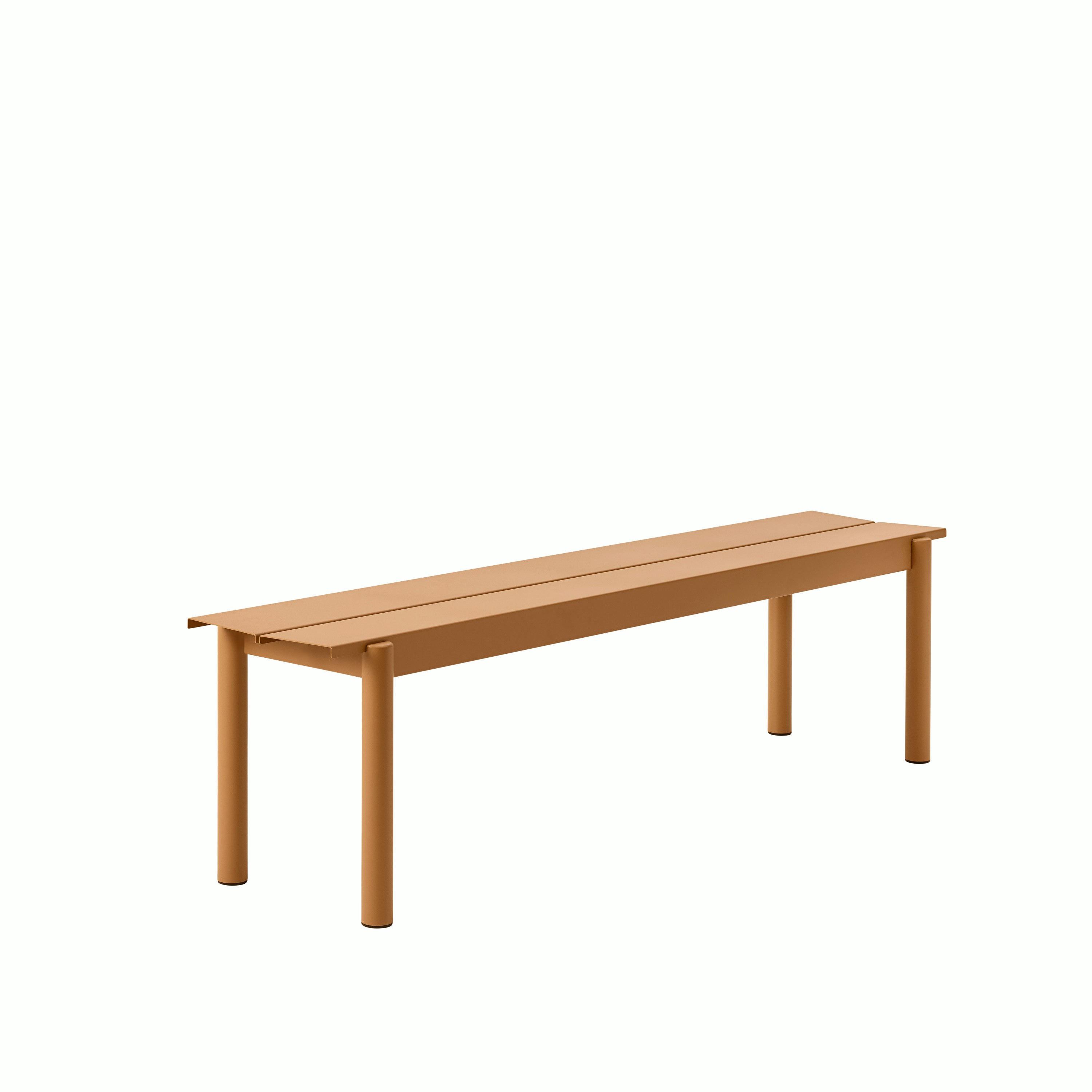 Linear steel outdoor bench 170 burnt orange Muuto