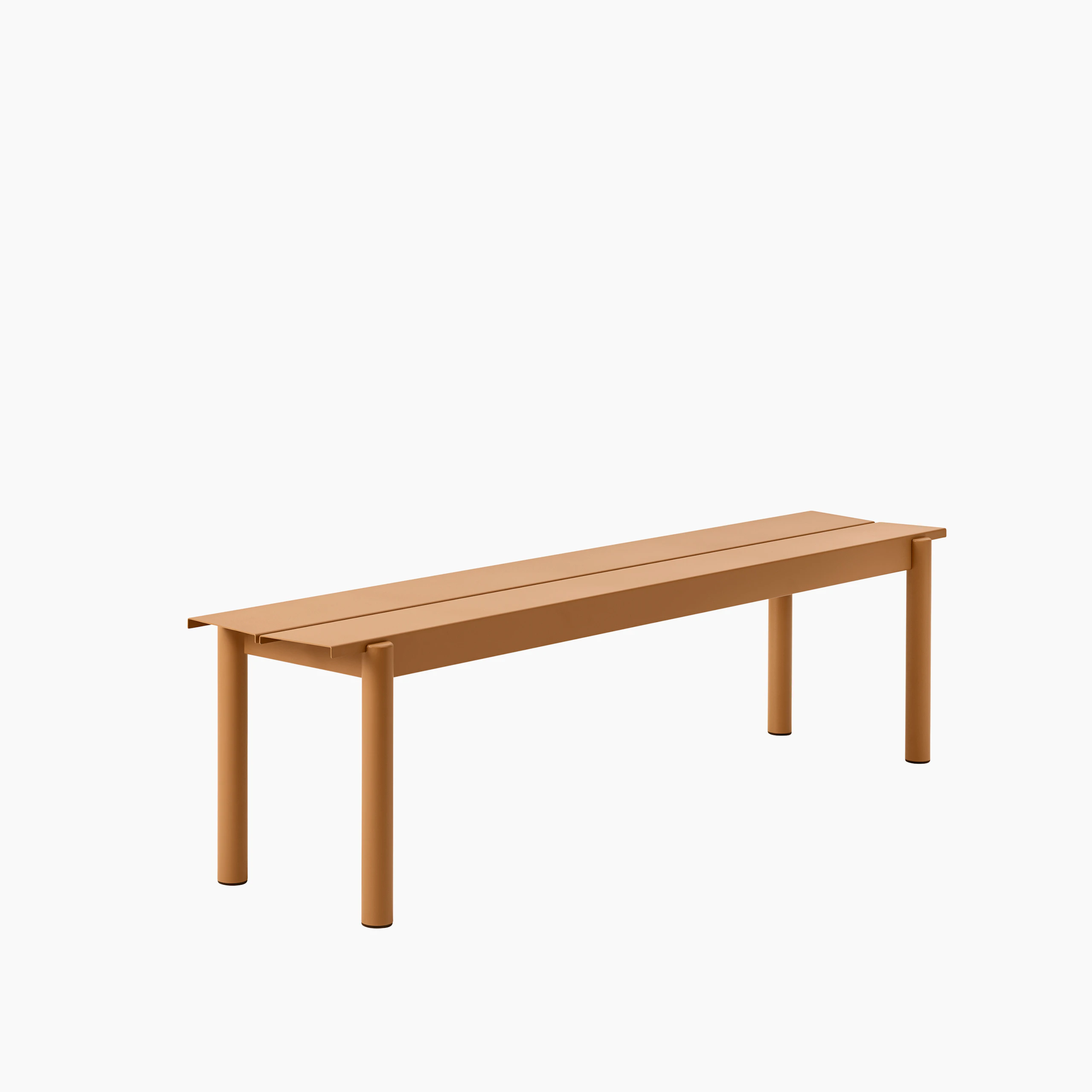 Linear steel outdoor bench 170 burnt orange Muuto