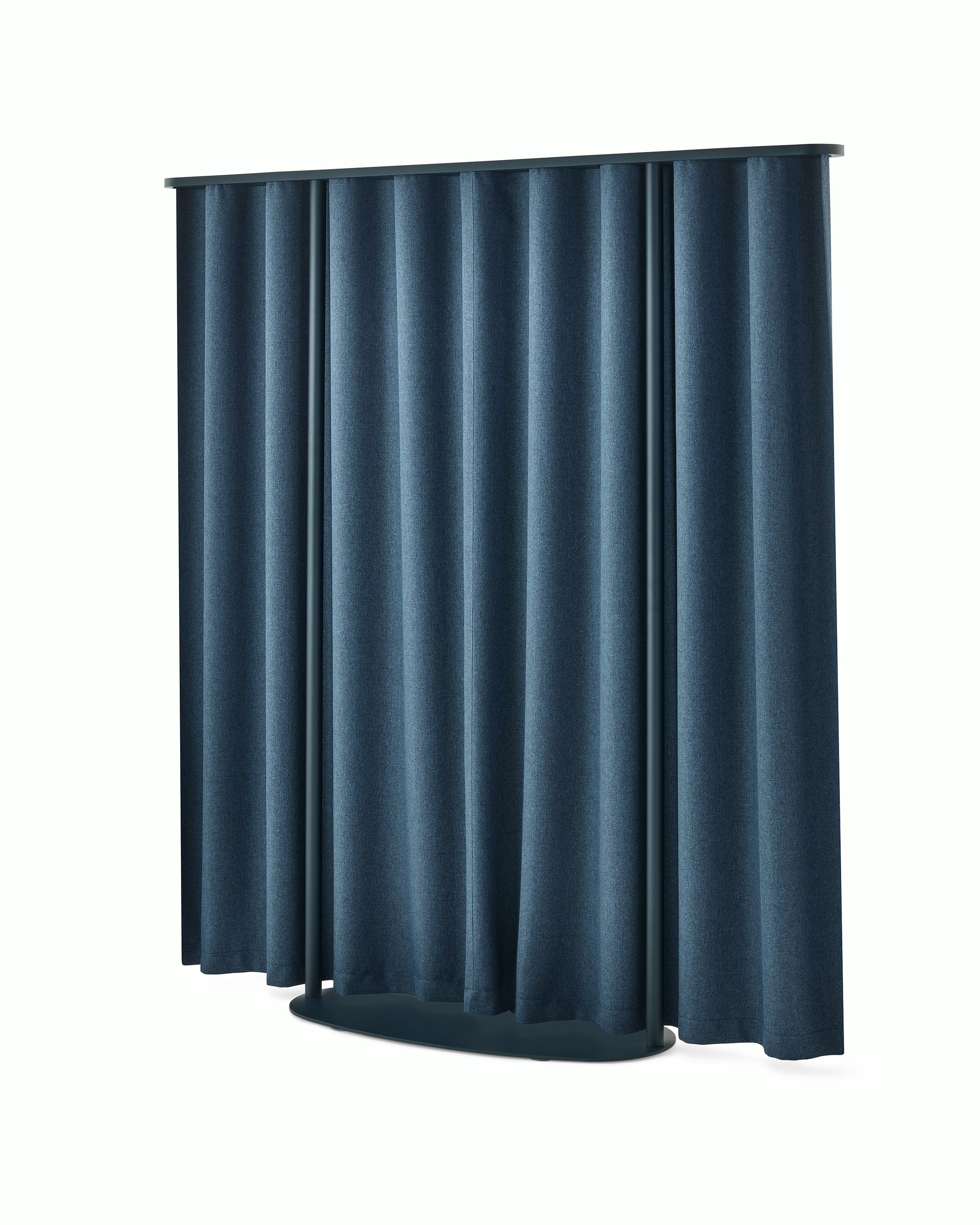 Blue OE1 Freestanding Curtain viewed from a rear angle.