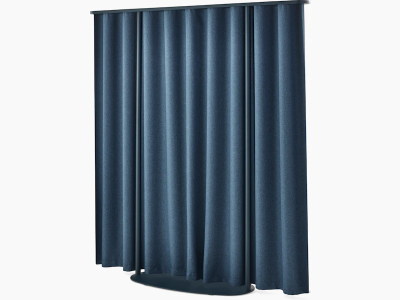 Blue OE1 Freestanding Curtain viewed from a rear angle.