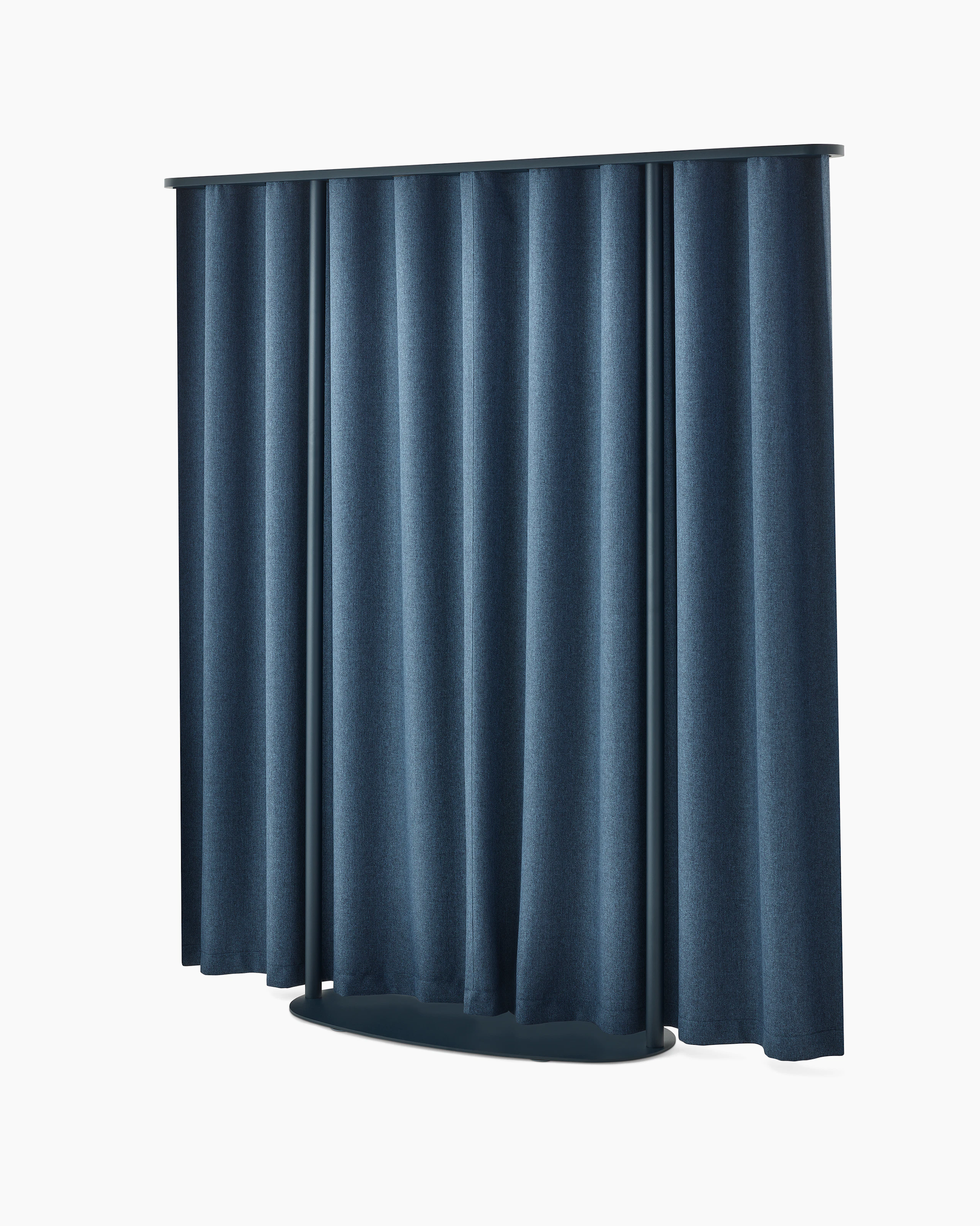 Blue OE1 Freestanding Curtain viewed from a rear angle.