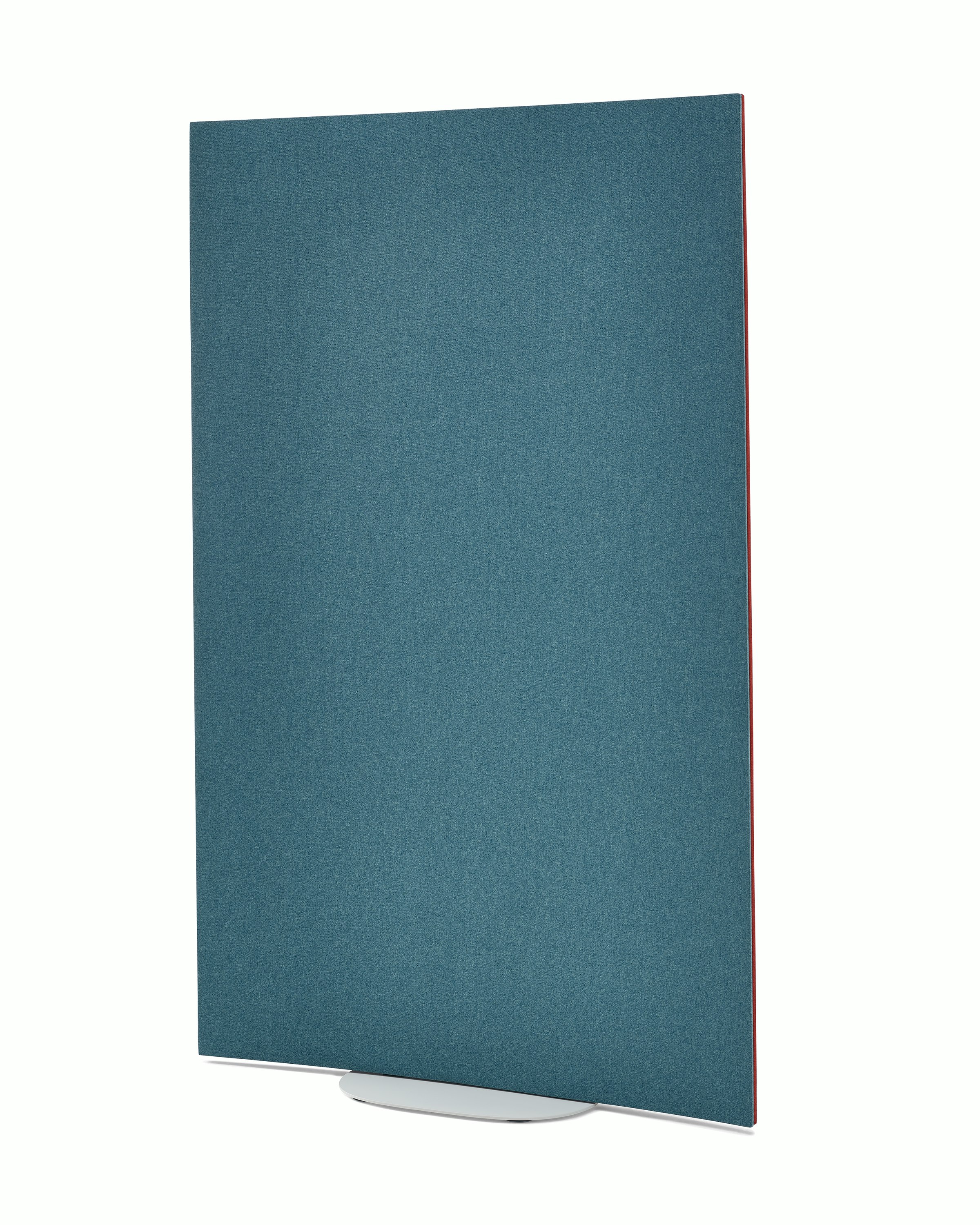 Light blue OE1 Curved Screen with white base, viewed from an angle.