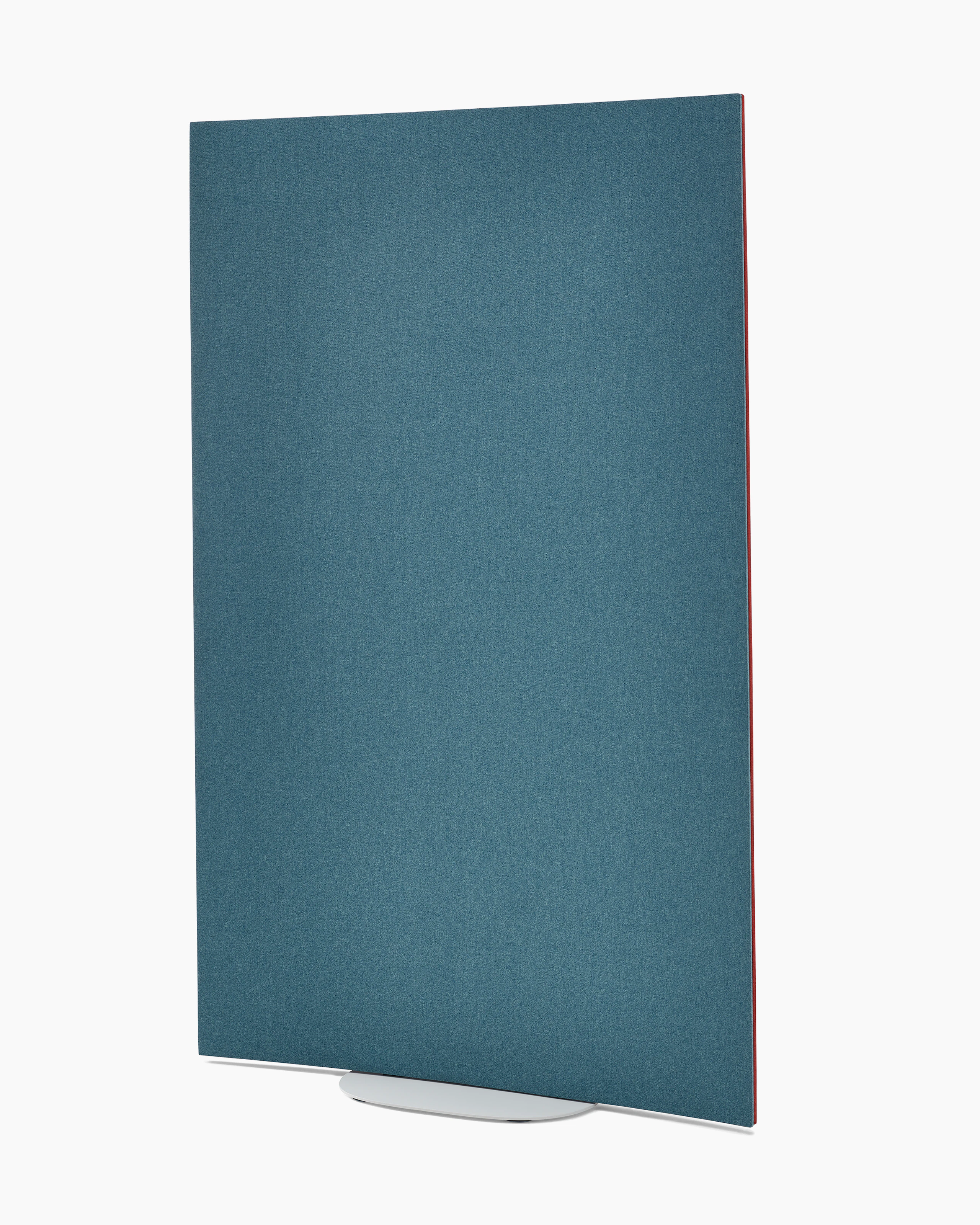 Light blue OE1 Curved Screen with white base, viewed from an angle.