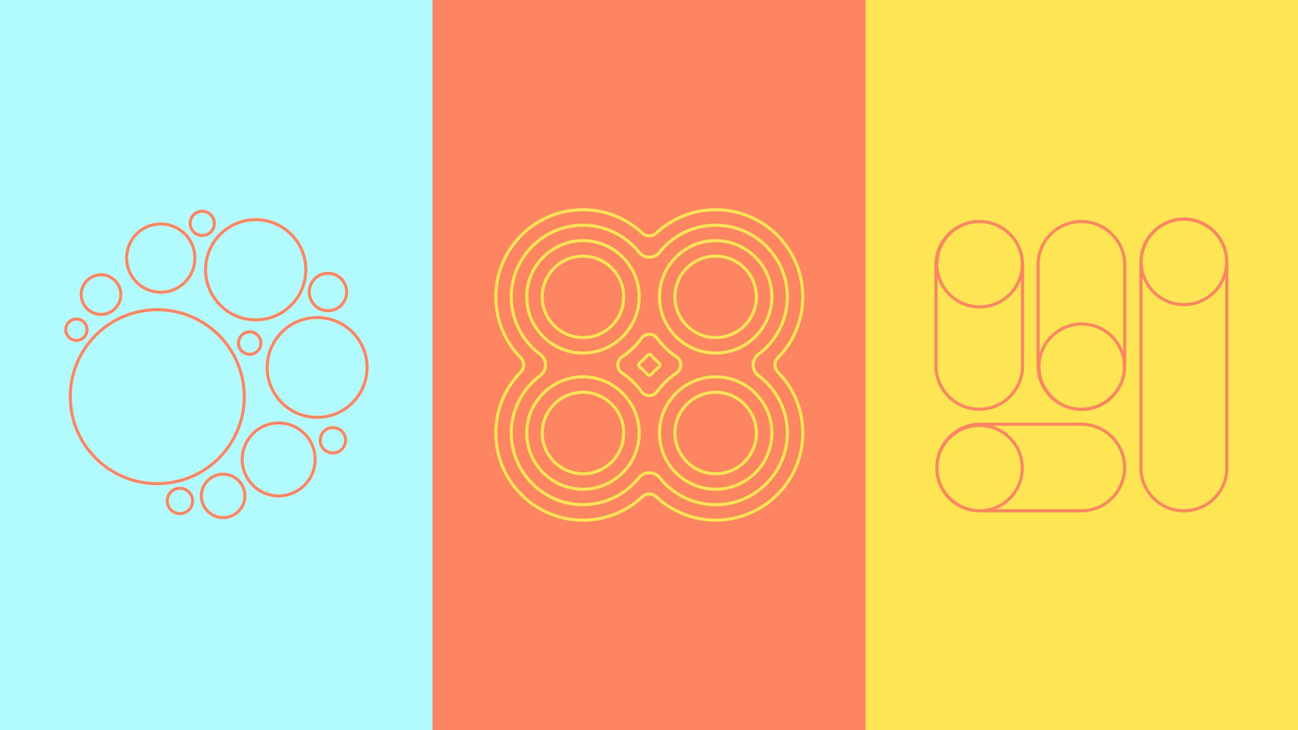 Ilustración azul, rosa y amarilla que representa espacios optimizados, impulsores de carreras profesionales y aprendizaje activo.