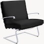 Tugendhat Chair in Acqua Leather,  Black Sea with belting in Acqua Leather,  Black Sea and chrome frame