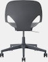 Rear view of a dark grey armless Zeph chair.
