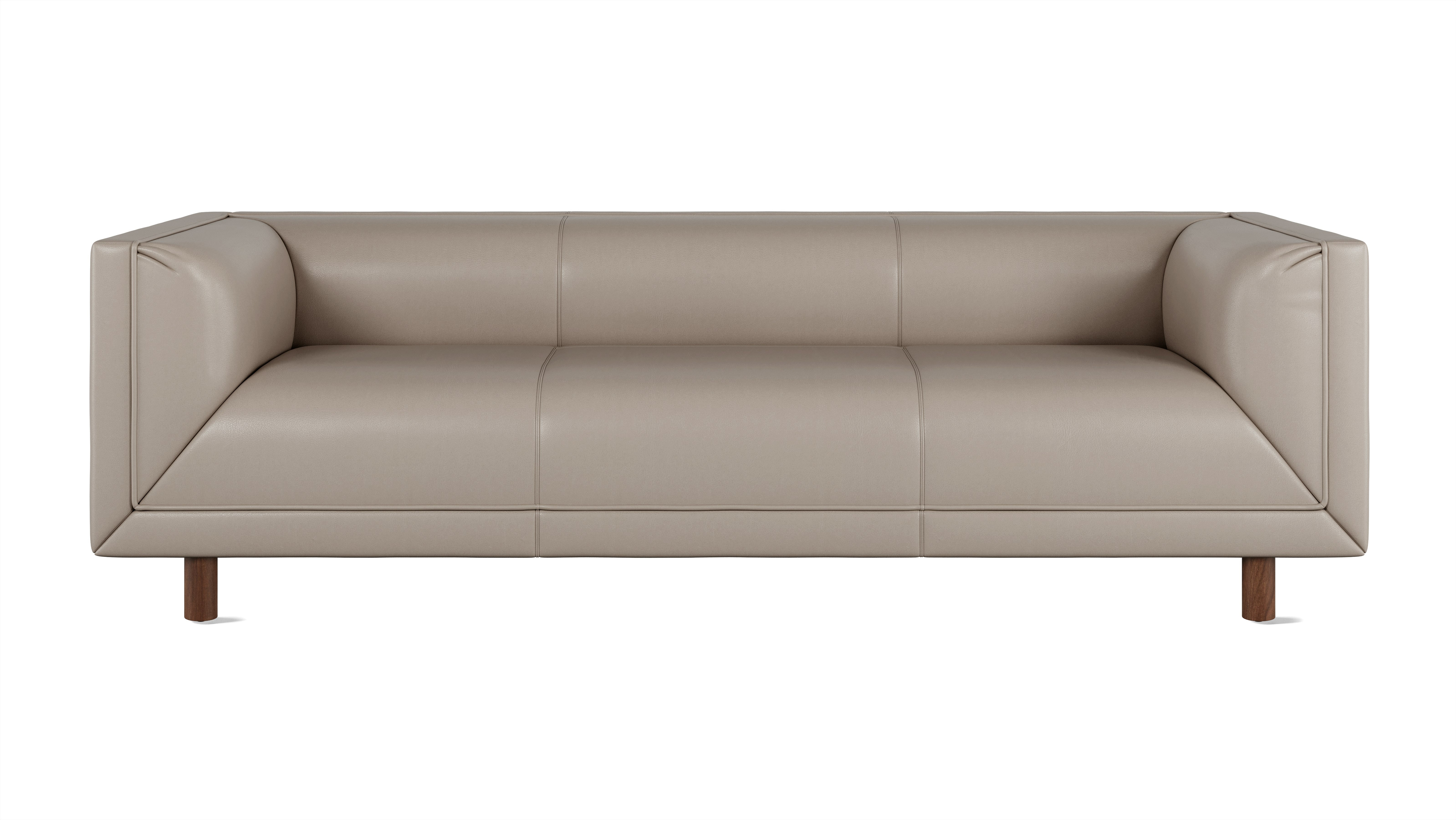 Rolled Arm Sofa 84,  Prone Leather,  Lute,  Walnut