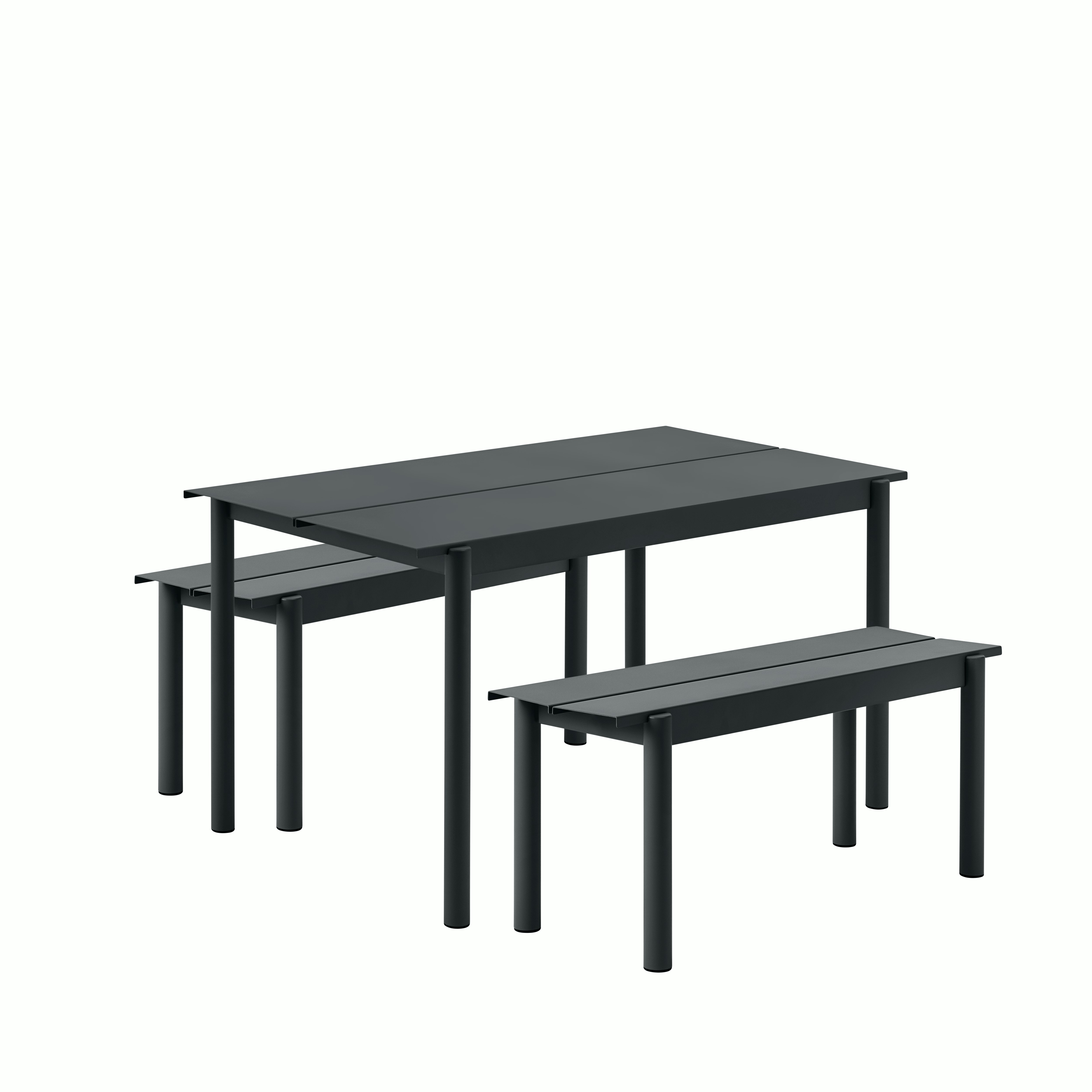 Linear Dining Set - 55" Table & 2 Benches,  Black"