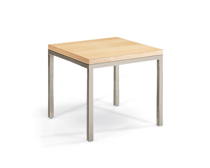 Nemschoff Riva Side Table with light wood top and metal base and legs, viewed at an angle.