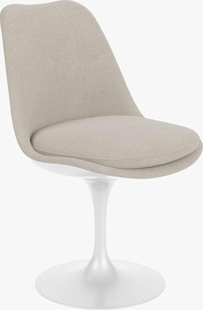Saarinen Tulip Side Chair - Side Chair, Full Cover, Swivel, Crossroad, Almond, White