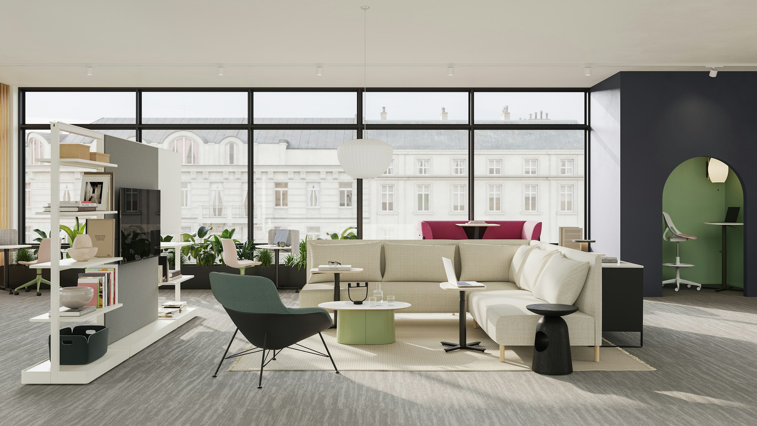 A selection of large and small Passport Work Tables are featured in an individual focus setting.