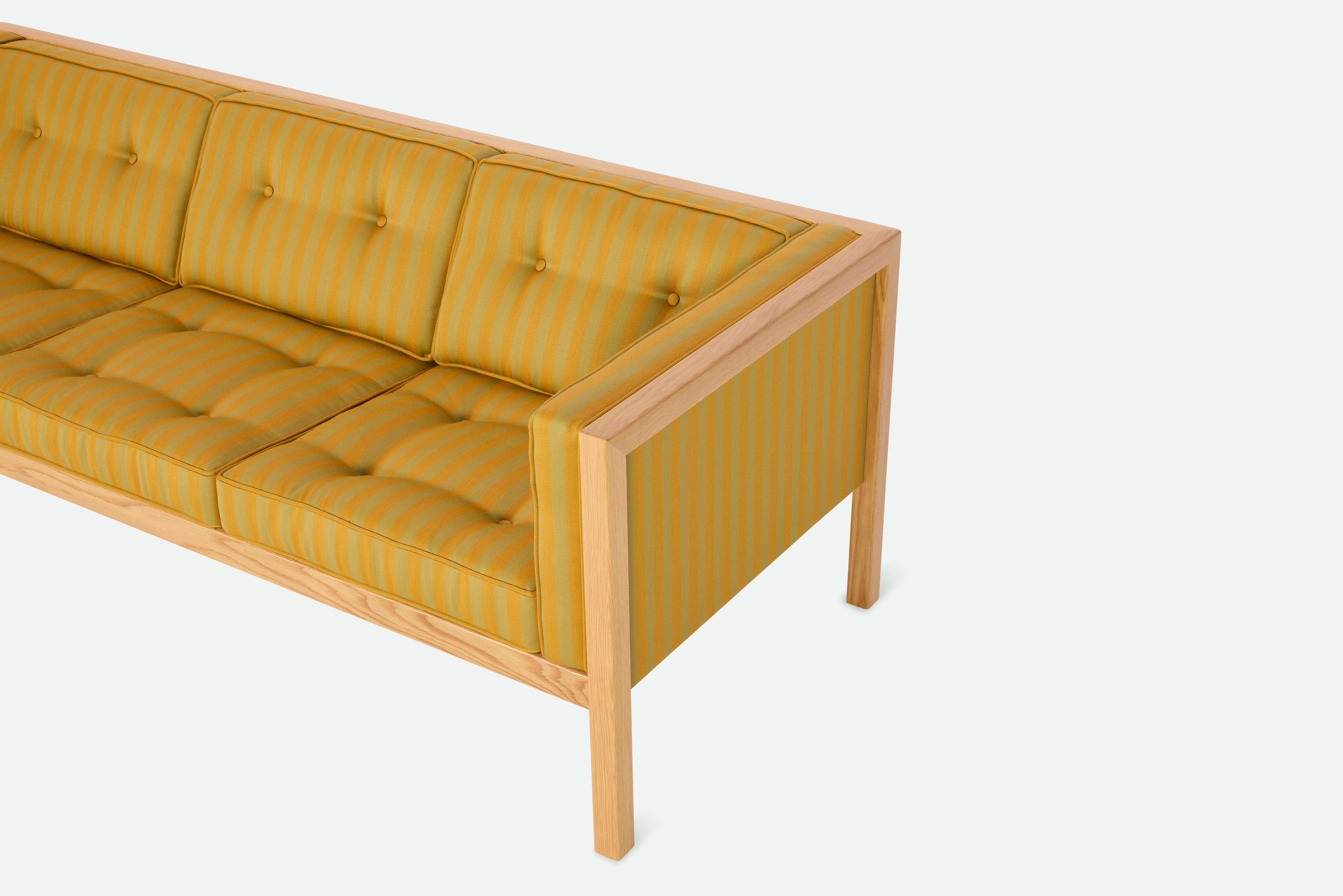 Cube Sofa - 80",  Toostripe,  Ochre Dark / Sienna,  Oak"