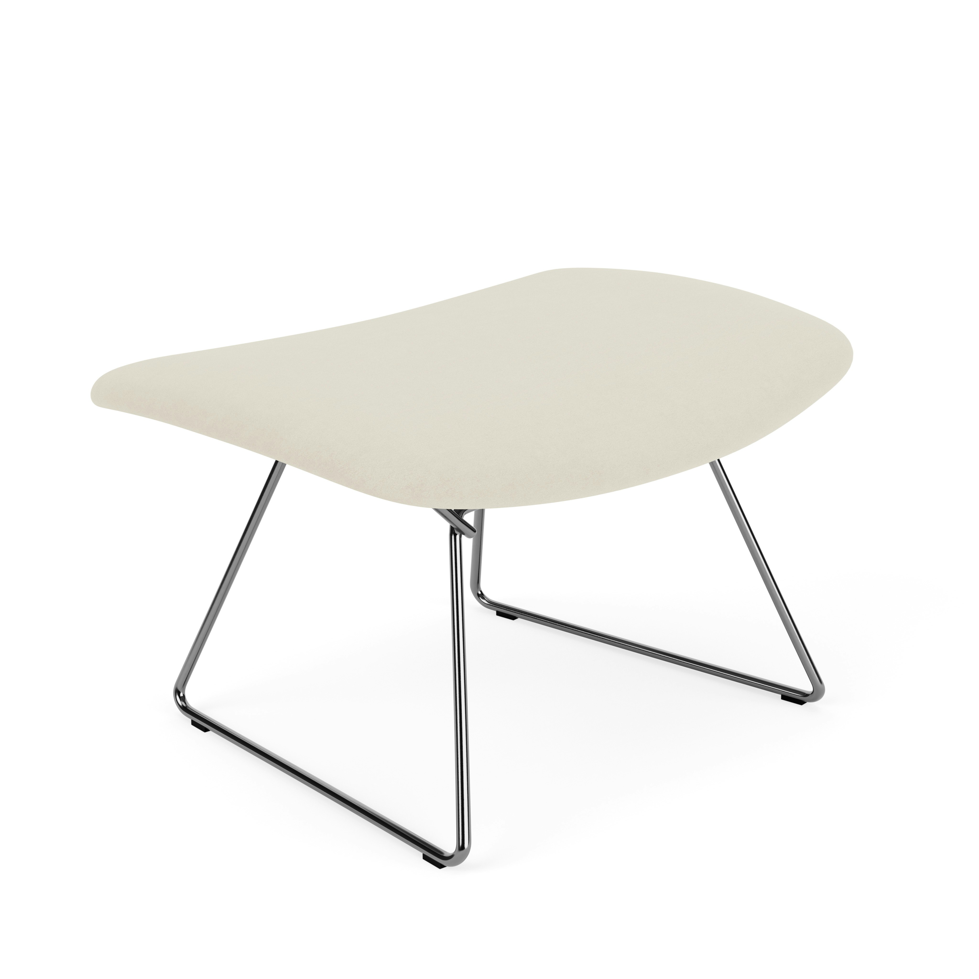 Bertoia Bird Ottoman, Polished Chrome, Full Cover, Ultrasuede, Cement