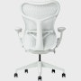 Rear view of a Mirra 2 chair with a Butterfly back in alpine and a silver alloy base.