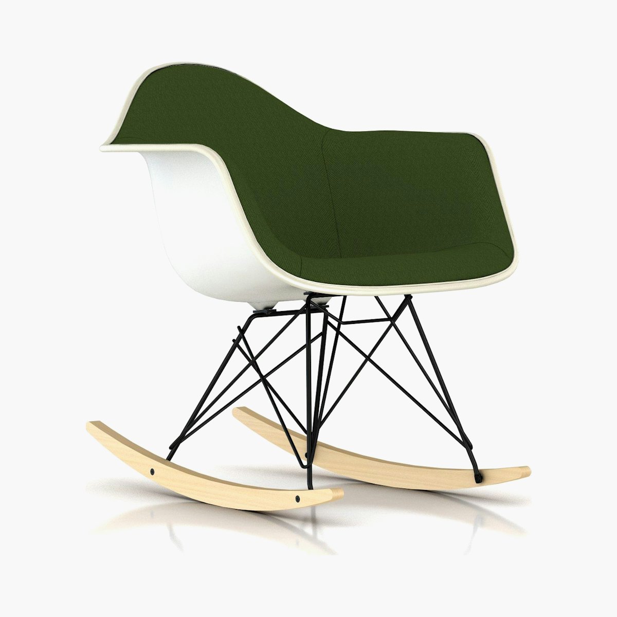 Eames Upholstered Molded Plastic Armchair, Rocker Base