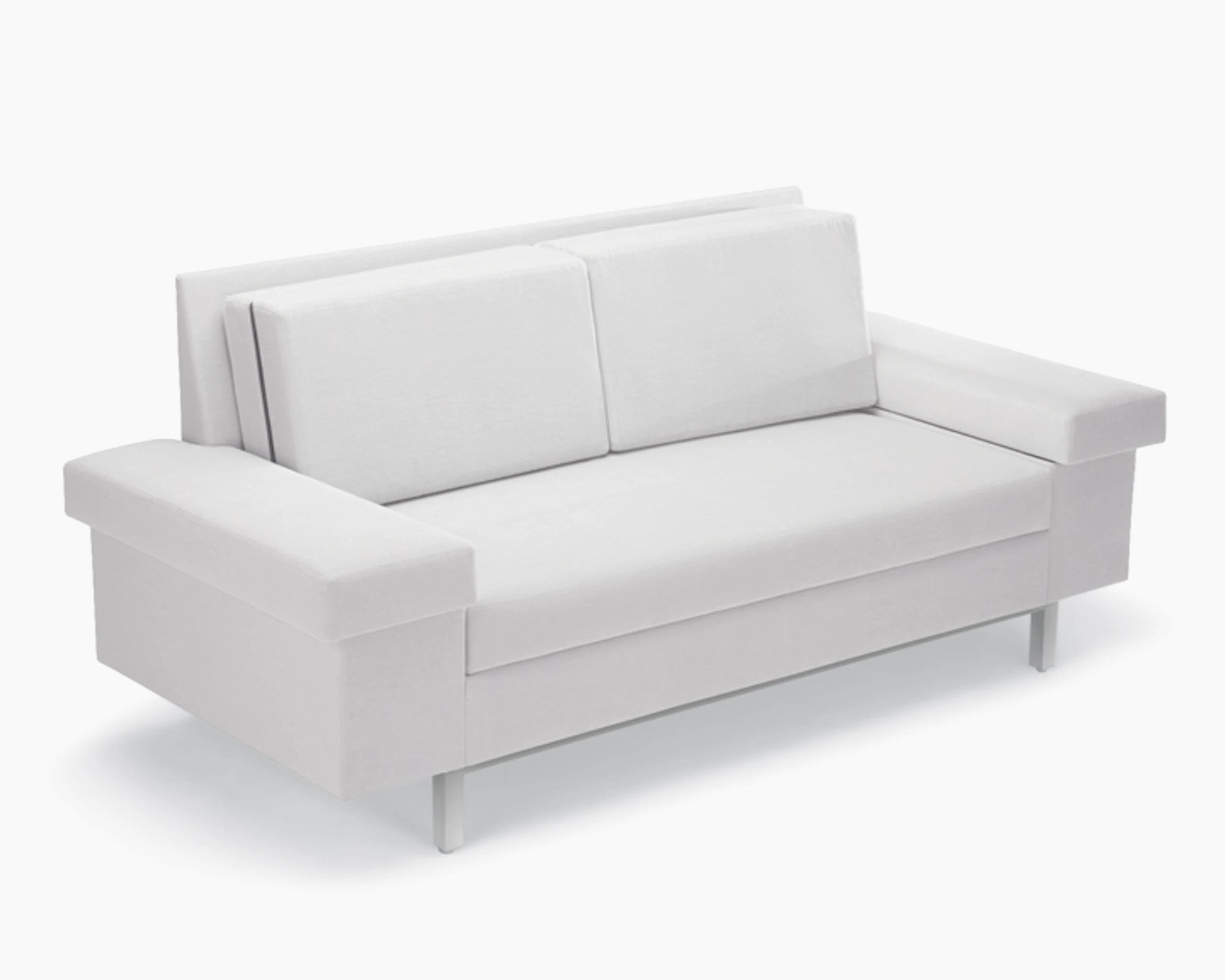 Nemschoff Sleepover Flop Sofa in white upholstery, viewed at and angle.