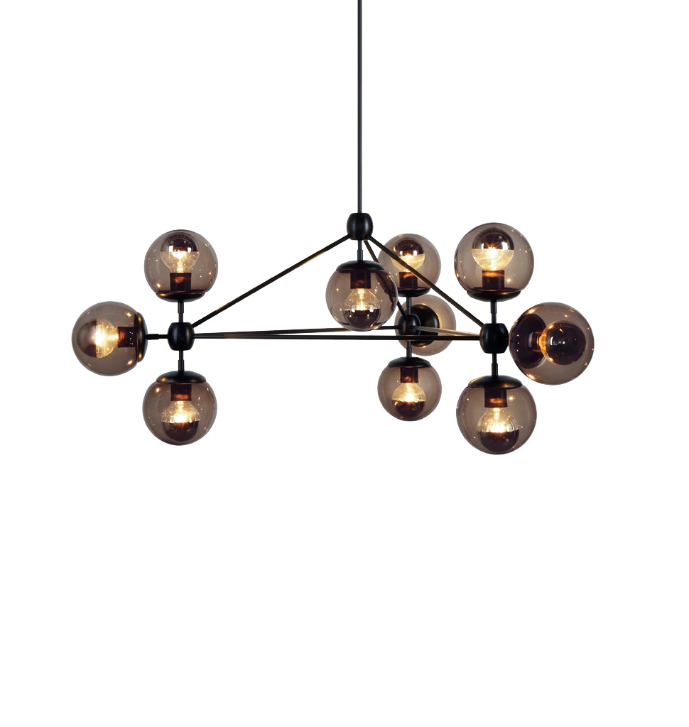 Modo Chandelier, 3 Sided 10 Globe
