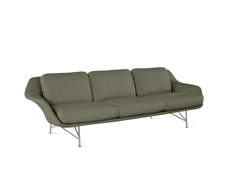 Striad Low Back Sofa in Wire Base Trivalent Chrome,  Luce,  Agrarian