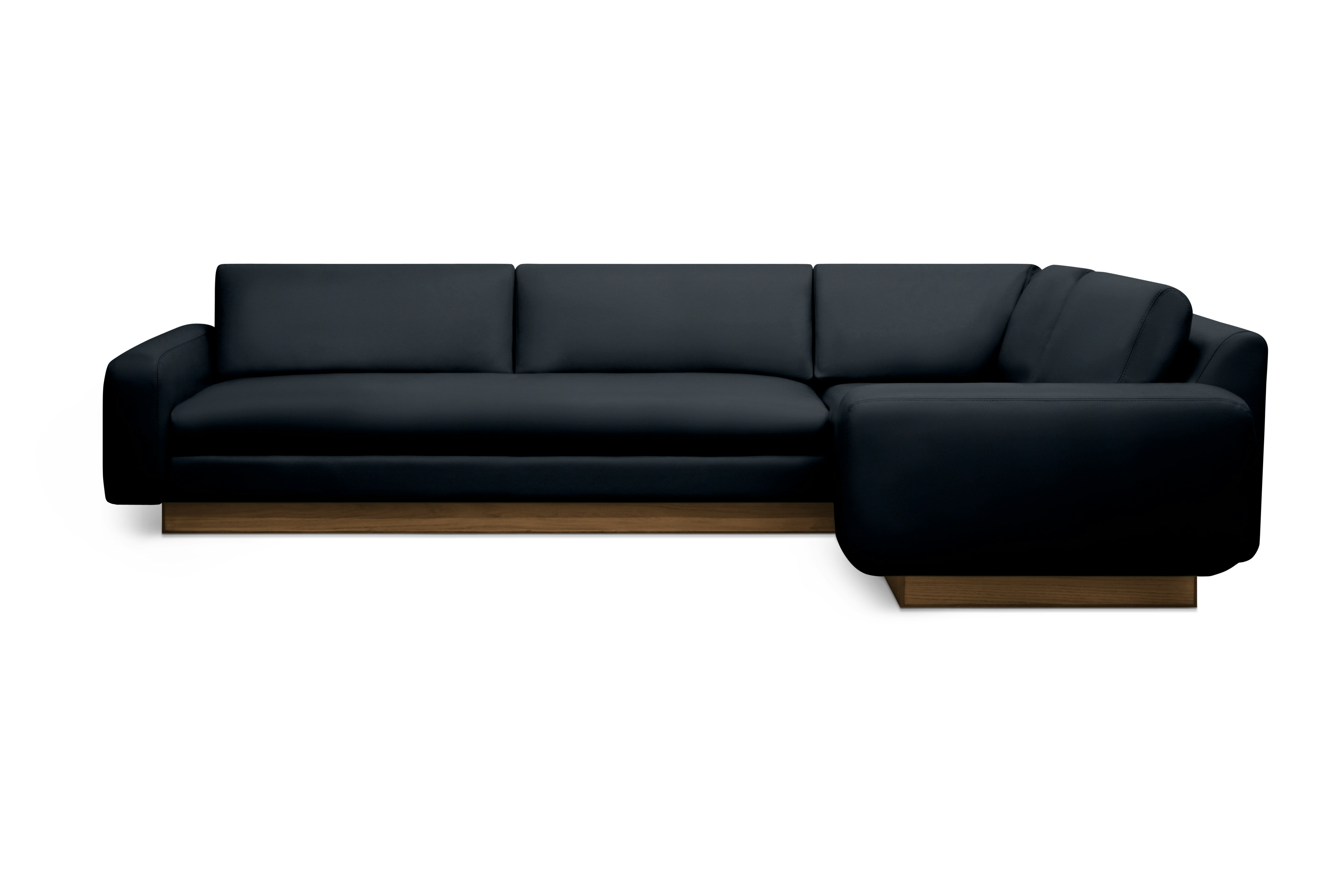 Mesa Corner Sectional - Right,  Marquis Velvet,  Midnight,  Walnut