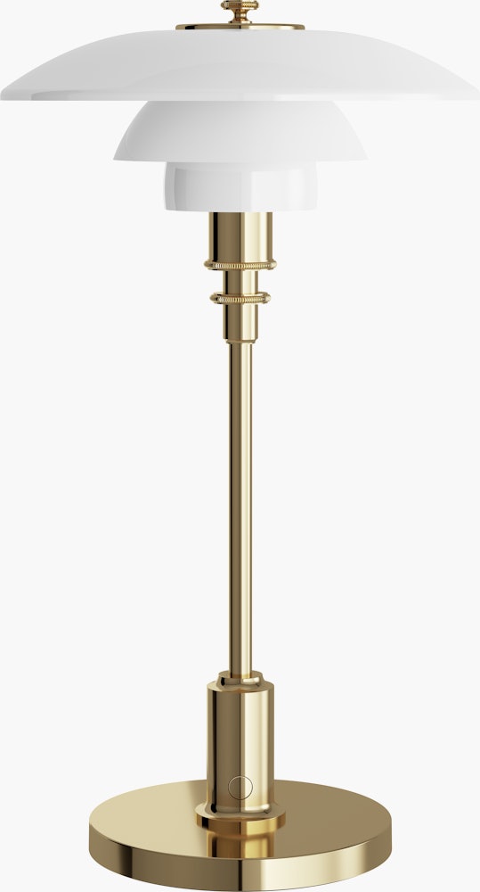 PH 2-1 Portable Light - 7.9 x 14.2 x 5.1, Glass / Brass Plated, White Opal