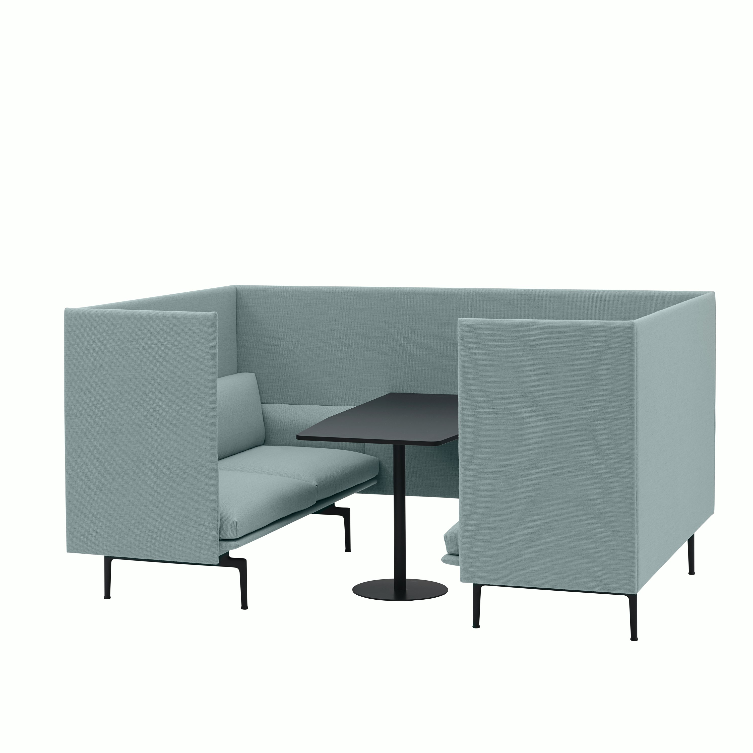 Outline highback cabin 100 2 seater sh45 w table fiord 721 black Muuto