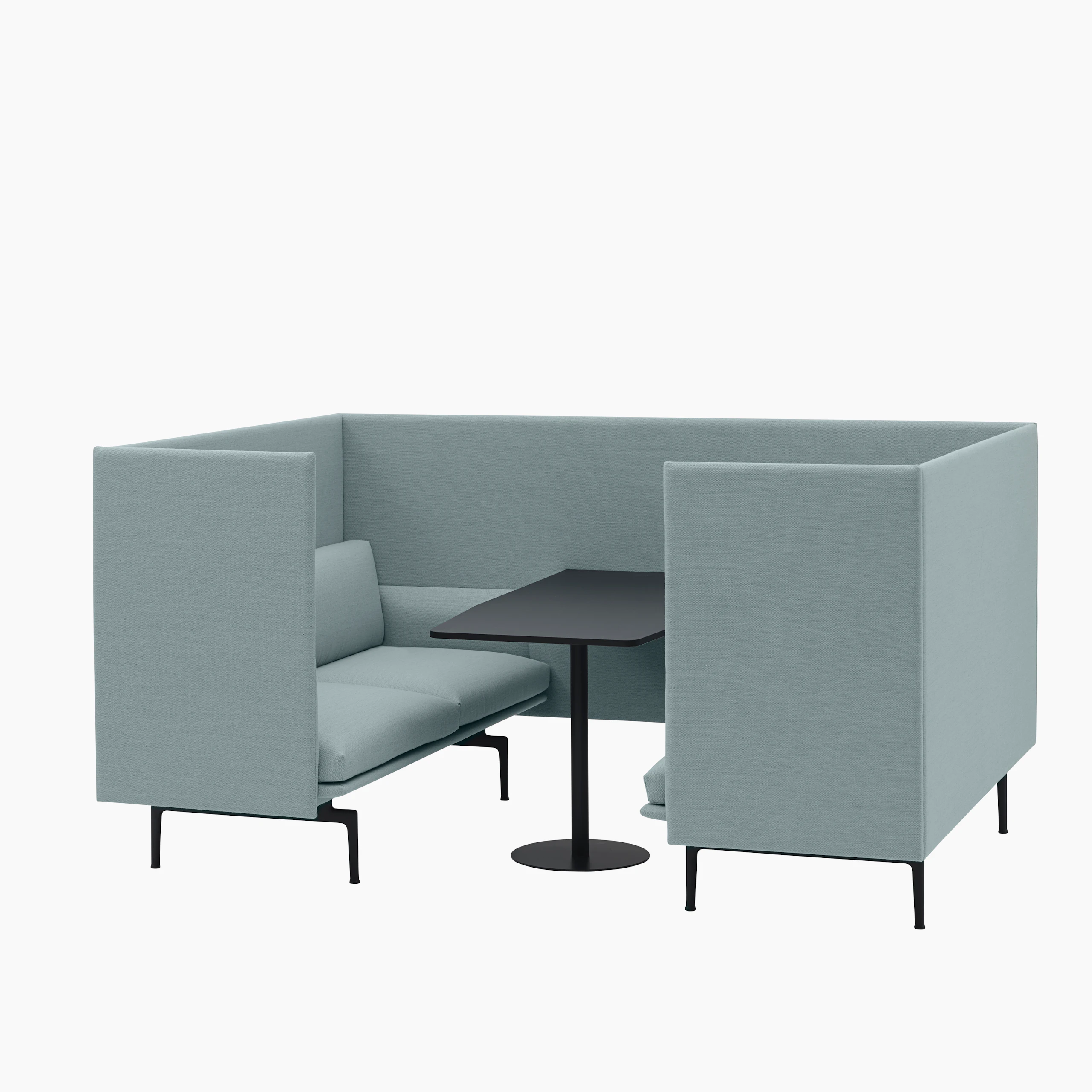 Outline highback cabin 100 2 seater sh45 w table fiord 721 black Muuto