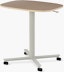 Large Passport Work Table with light woodgrain surface and light gray base on casters.