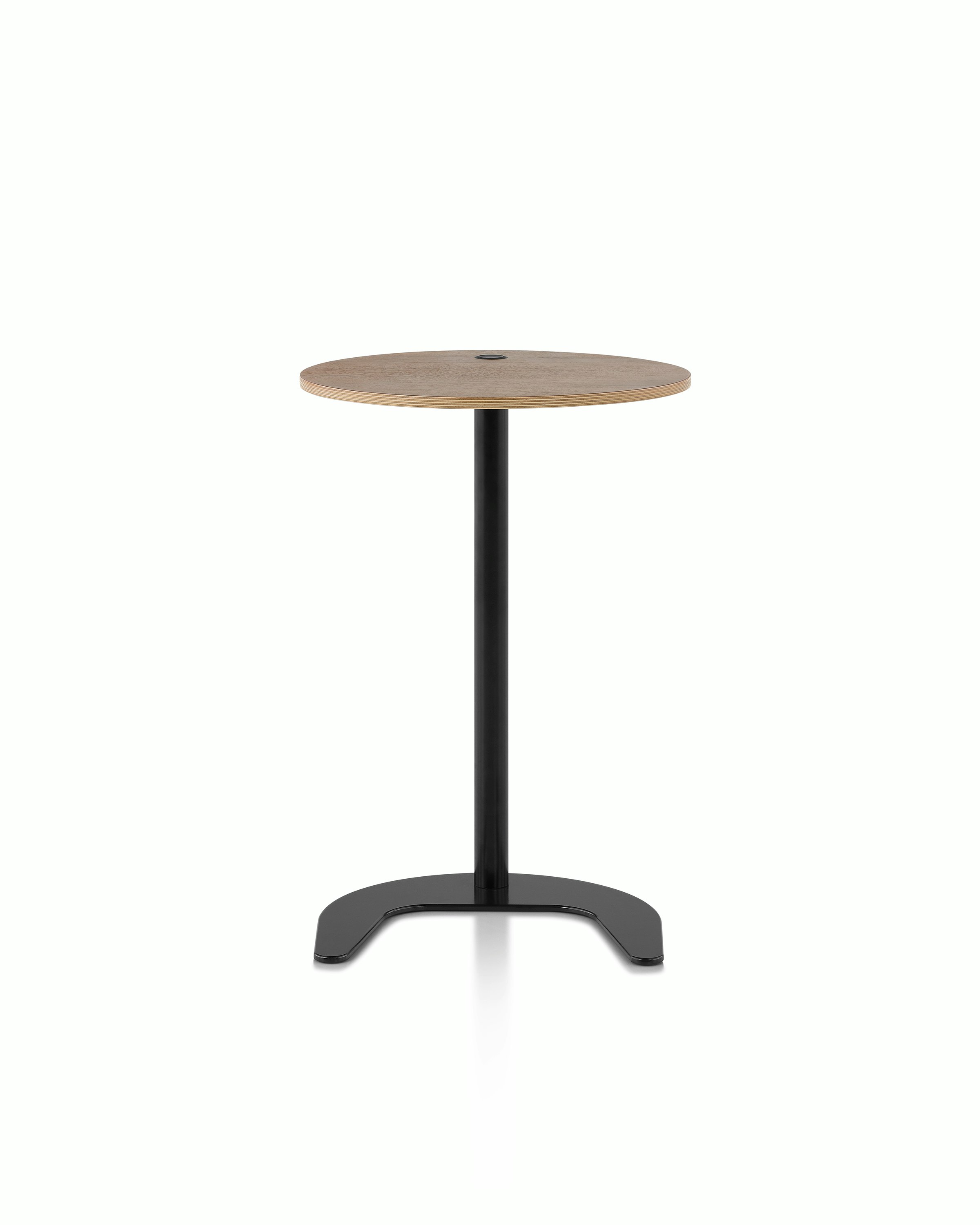 Plex Work Table with a walnut top and black metal base.