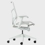 Side view of a Mirra 2 chair with a Butterfly back in alpine and a silver alloy base.